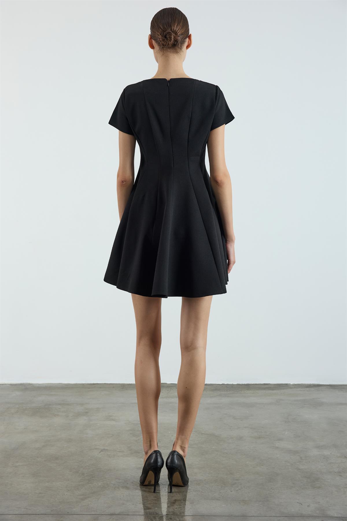 3272 GODELİ ELBİSE SİYAH