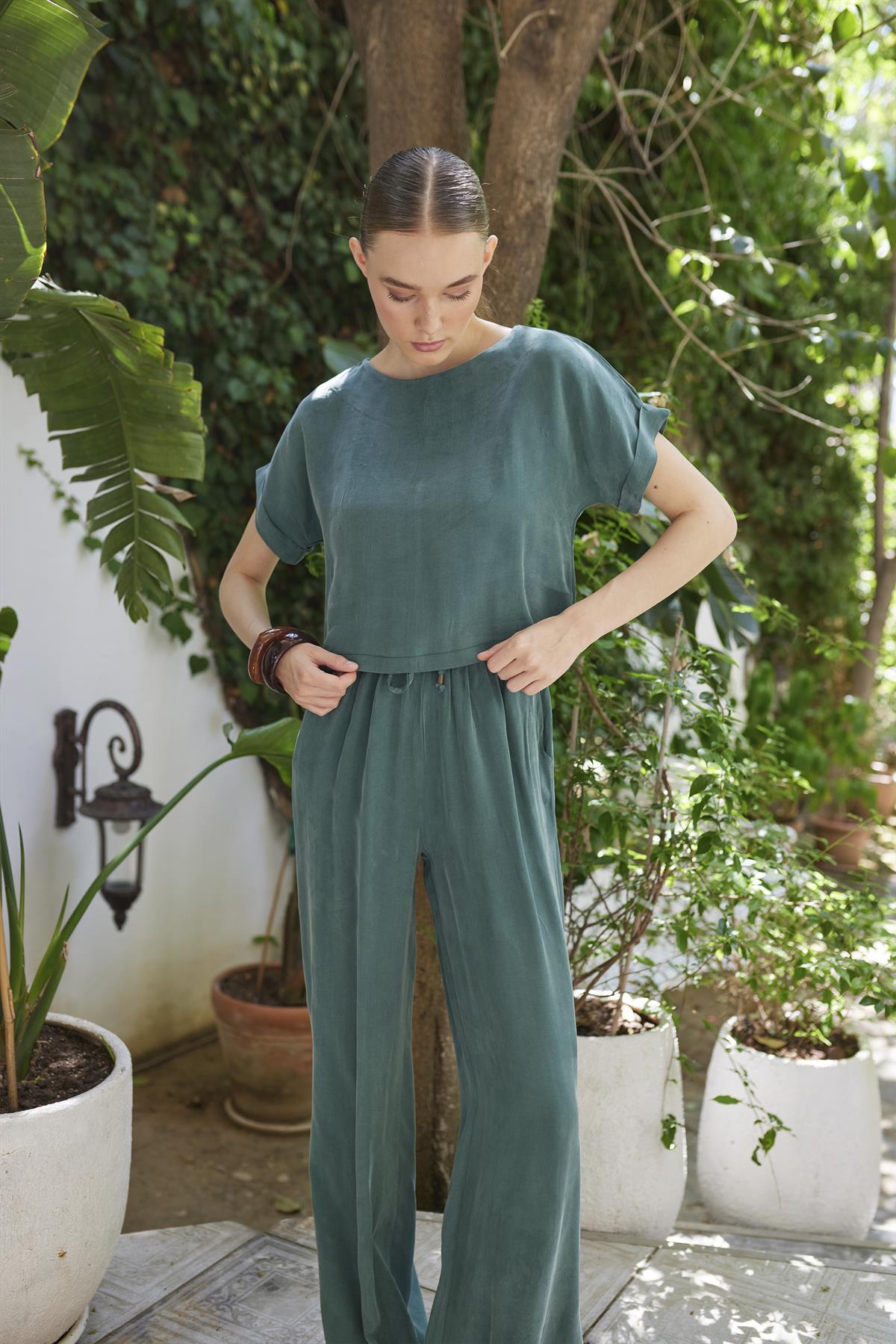 51163 BLUZ PANTOLON TAKIM ZÜMRÜT