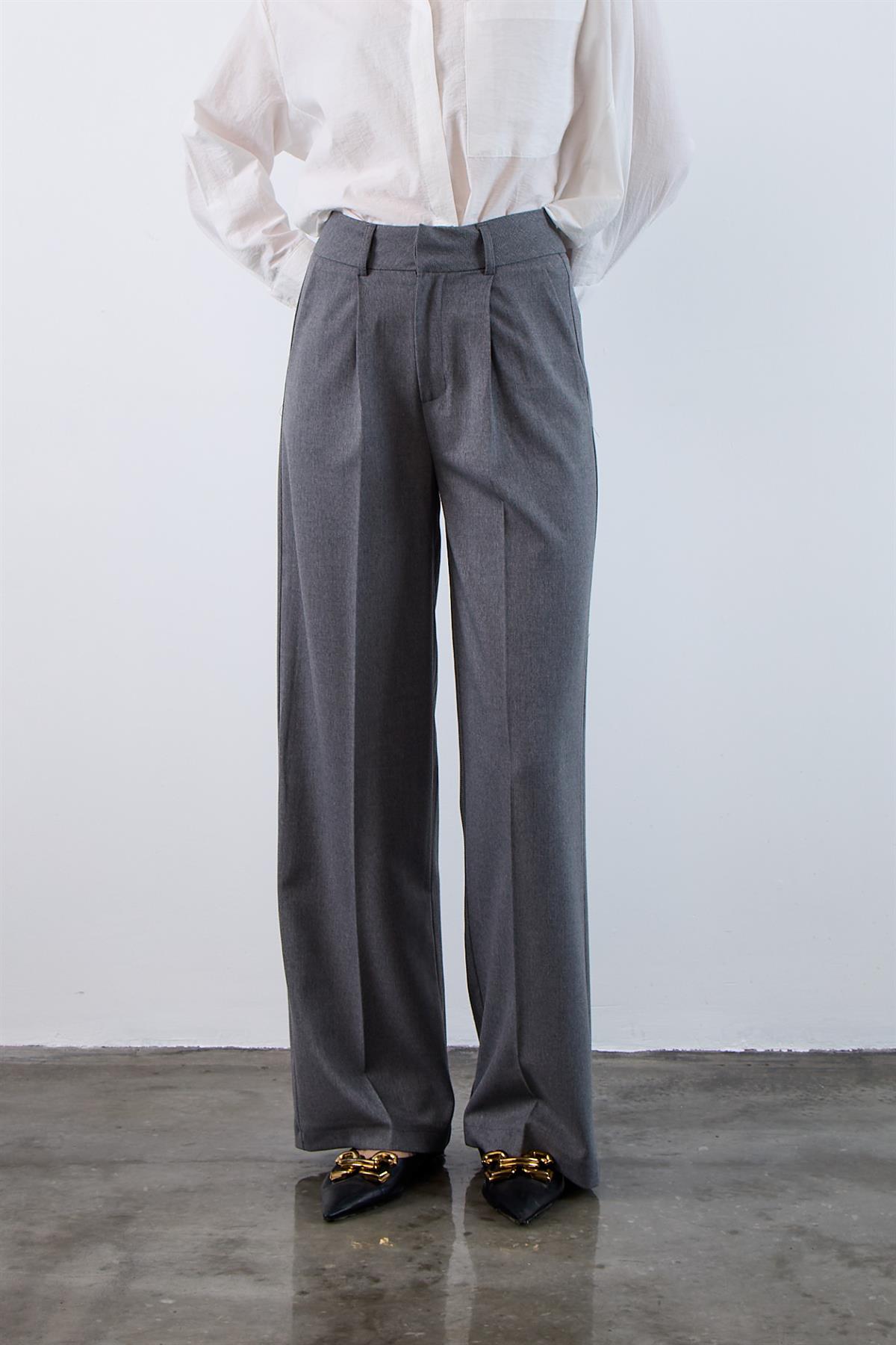 51093 PİLİLİ PALAZZO PANTOLON GRİ