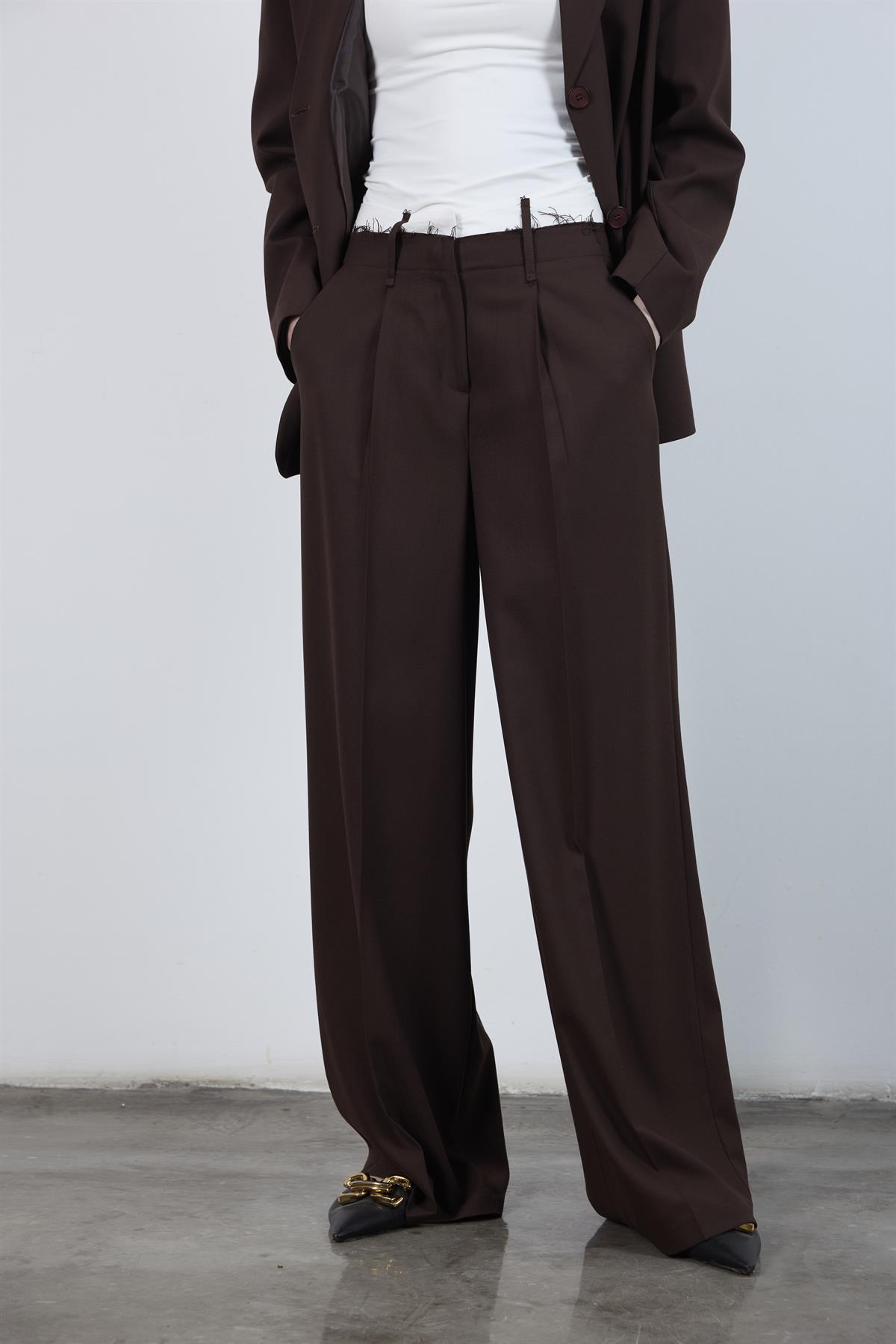 50949 POLİVİSKON PANTOLON KAHVE