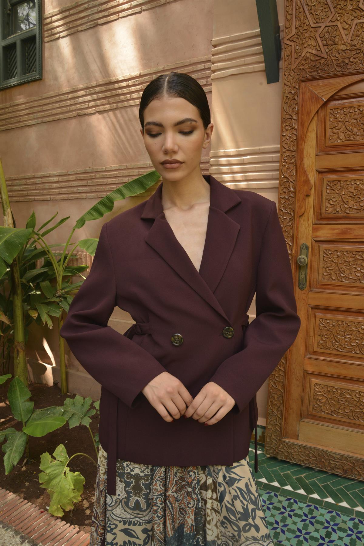 9591 YANDAN BAĞLAMALI CEKET MÜRDÜM