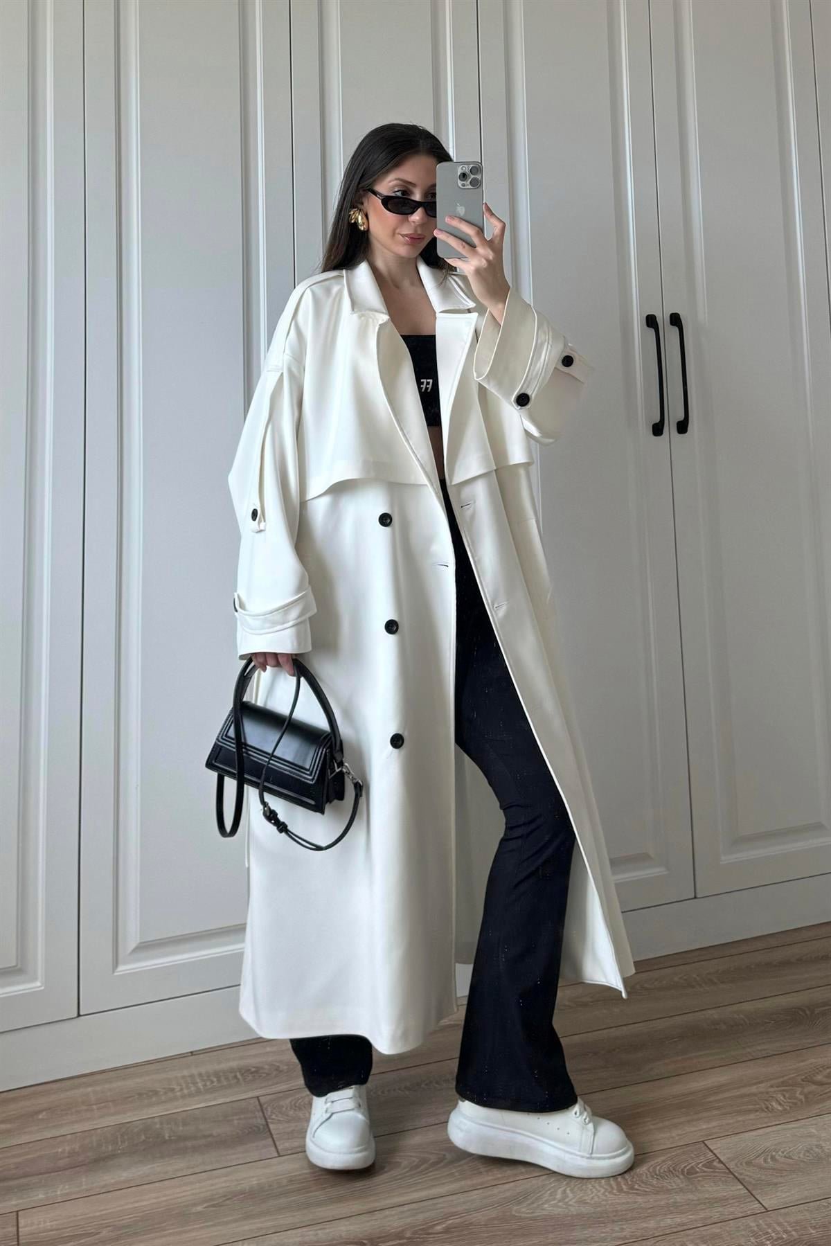 9476 POLİVİSKON TRENÇ BEYAZ