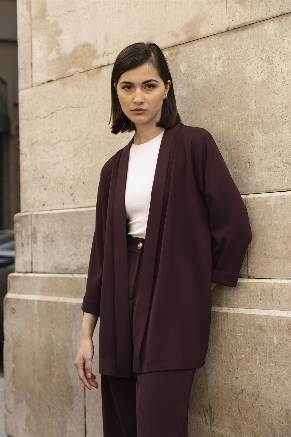 9564 ŞAL YAKA CEKET BORDO