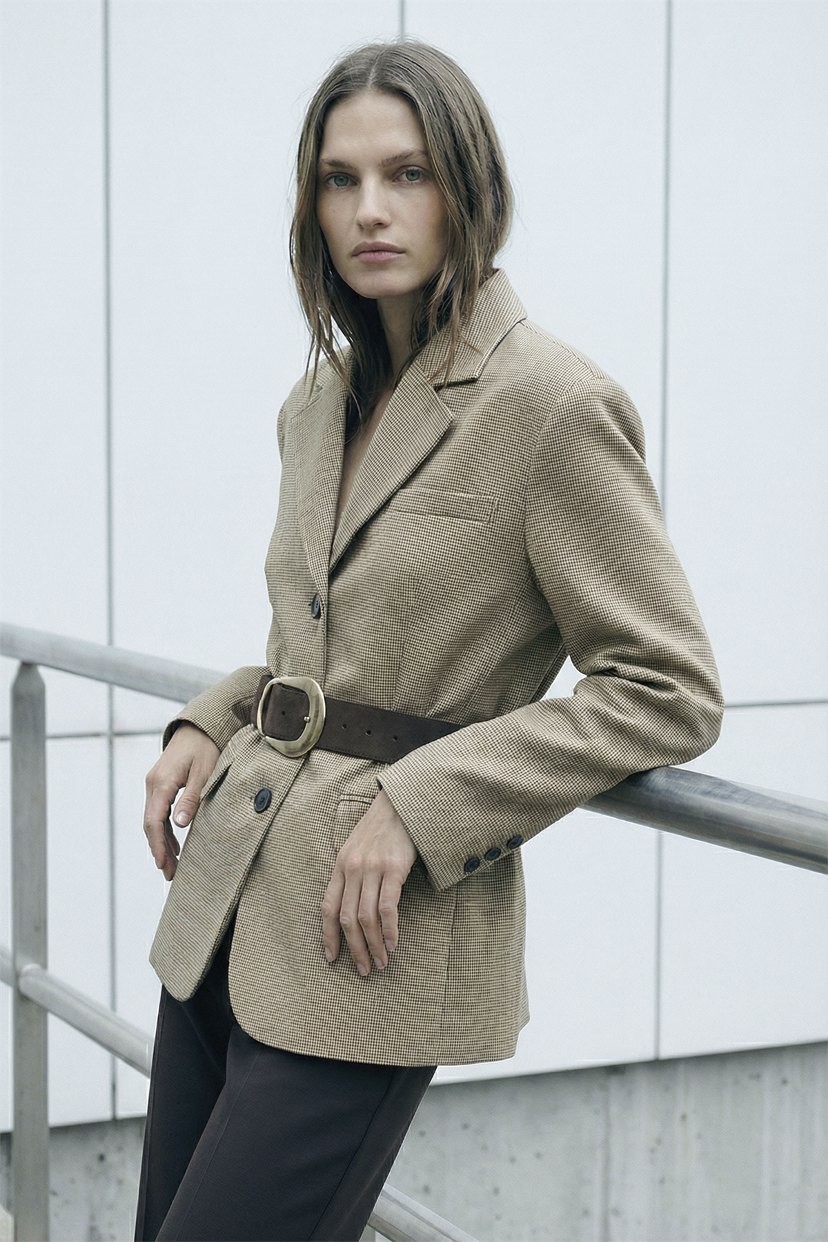 9720 KEMERLİ PİTİKARELİ CEKET (9499) HARDAL