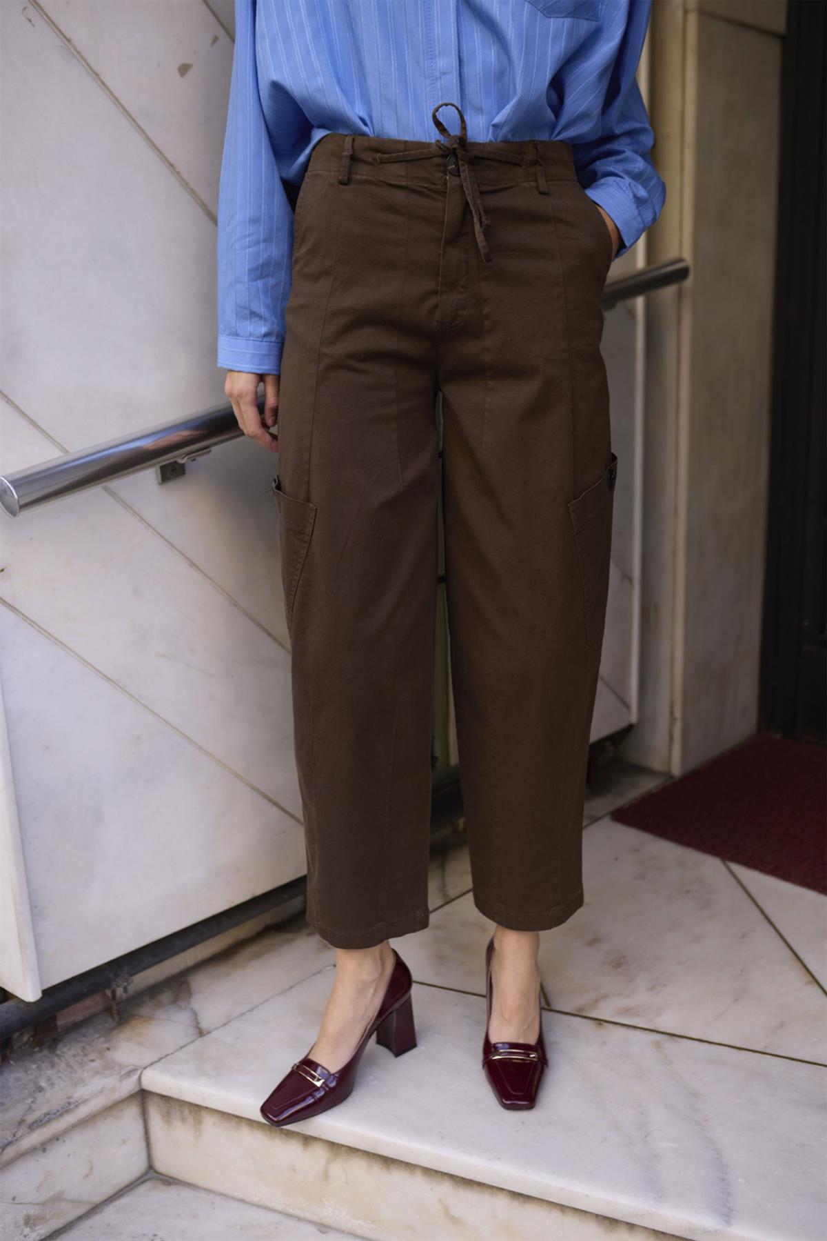 51222 BAĞCIKLI PANTOLON KAHVE