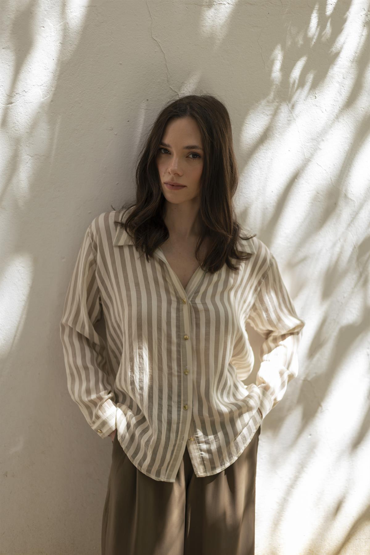 4966 ÇİZGİLİ GÖMLEK HAKİ