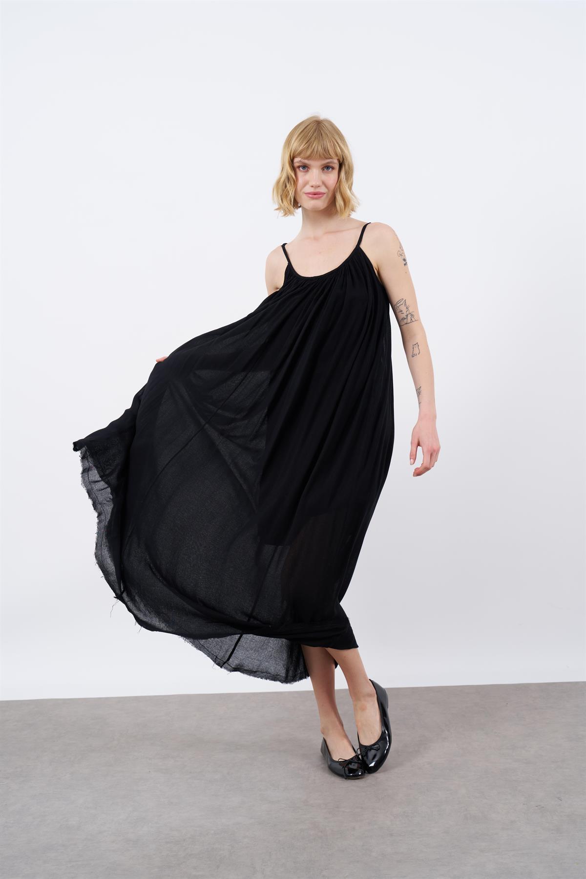 3173 ASKILI ELBİSE SİYAH