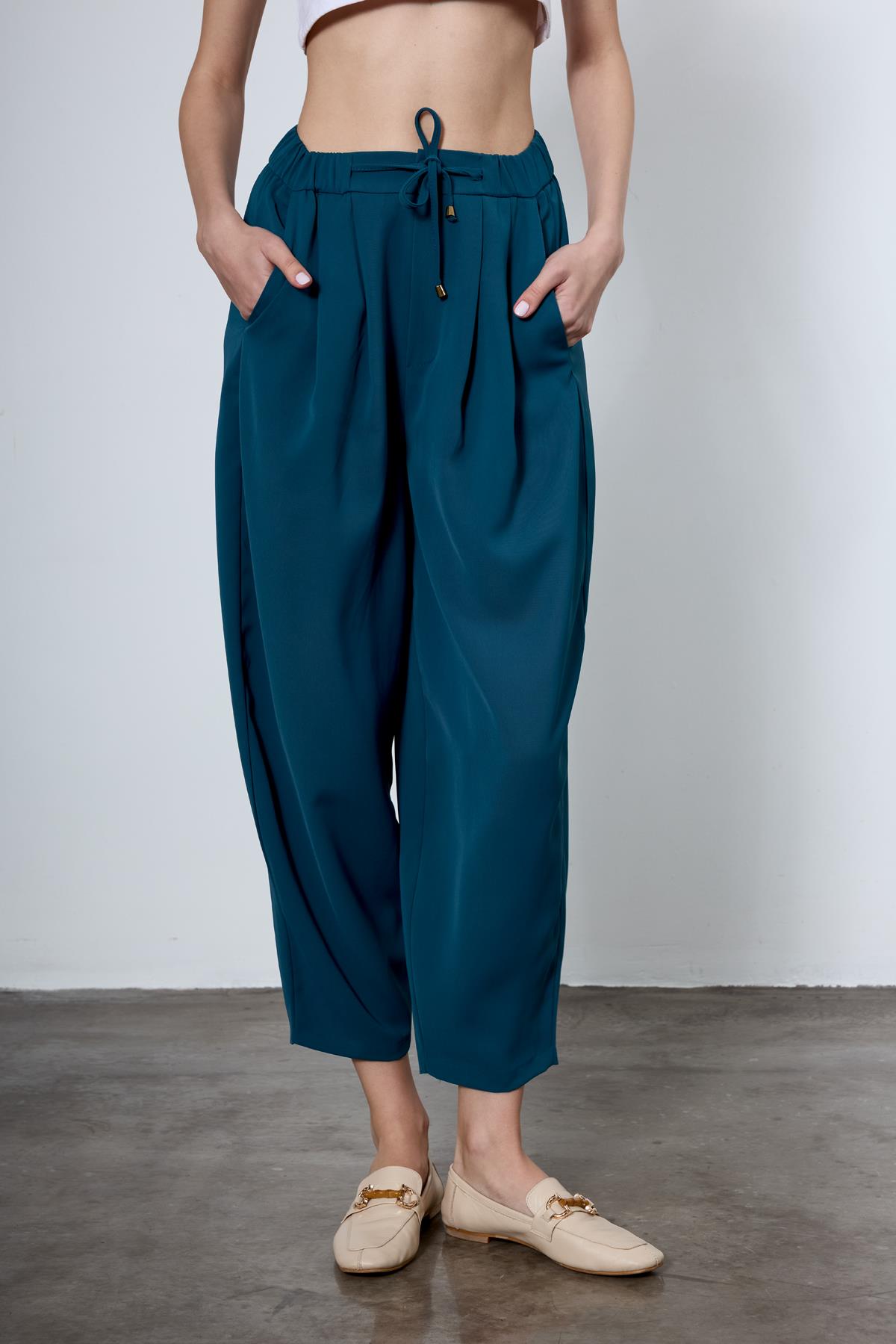 51111 PİLİLİ PANTOLON PETROL MAVİ