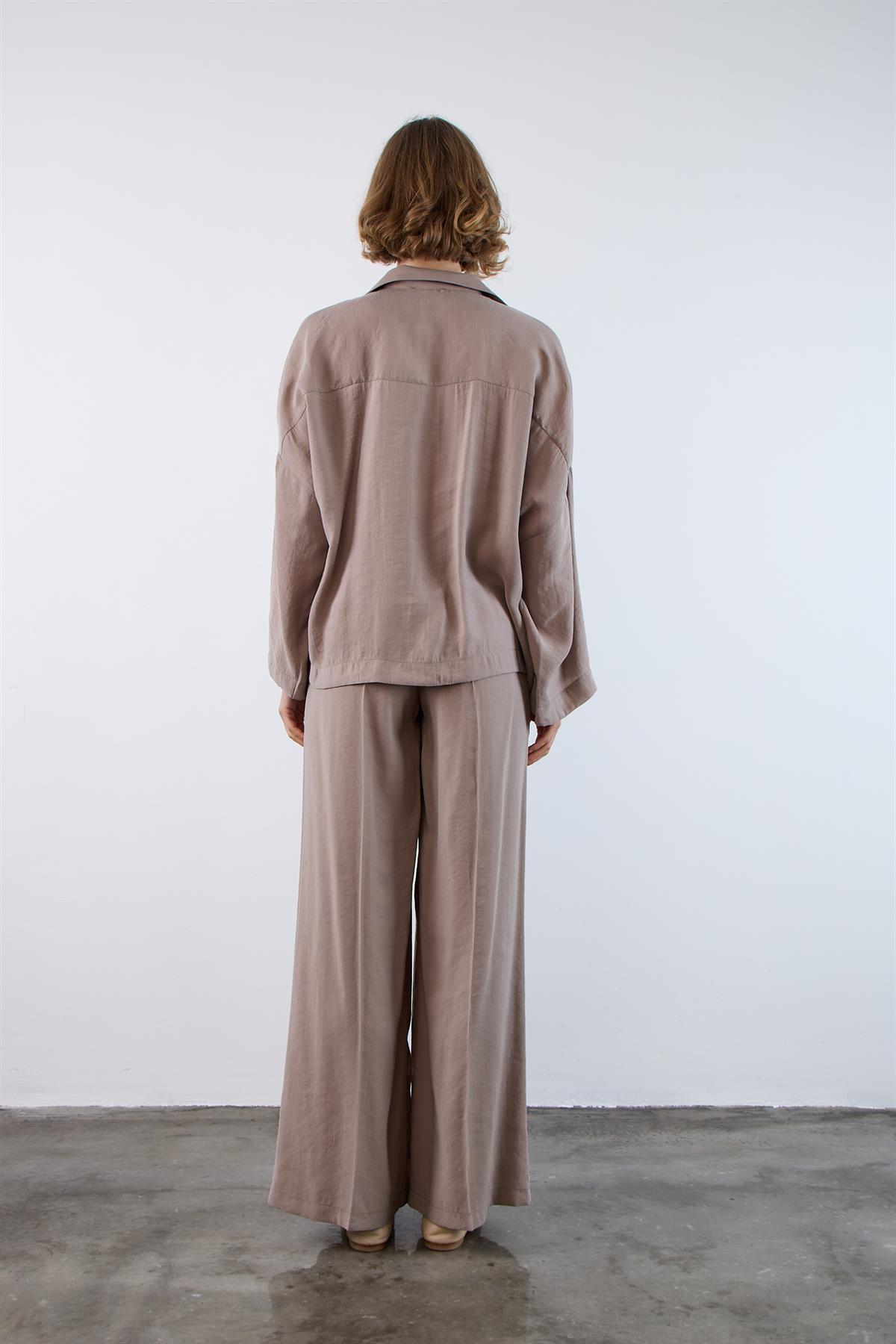 4953 POLO YAKA BLUZ VİZON