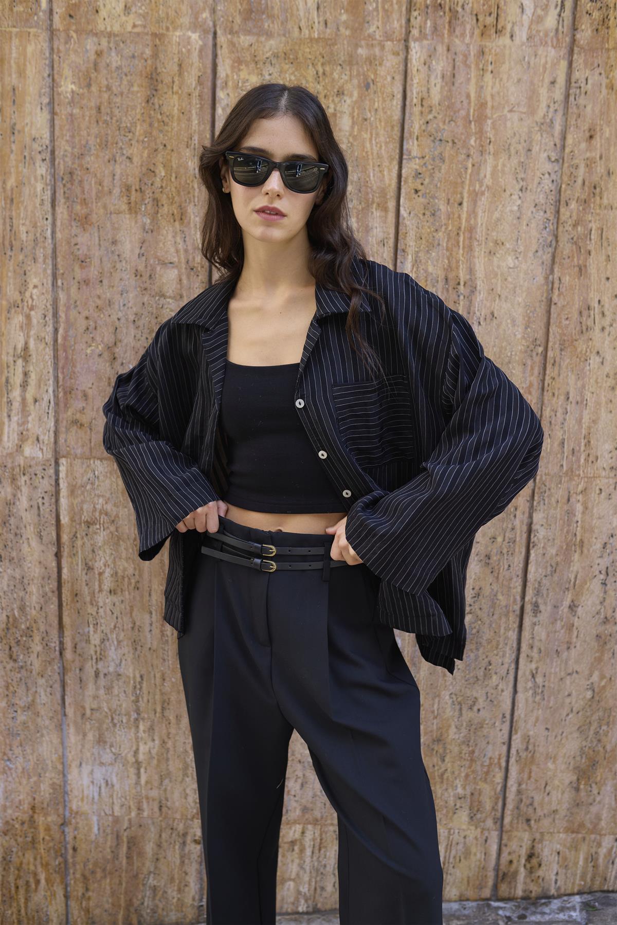 4998 OVERSIZE GÖMLEK SİYAH