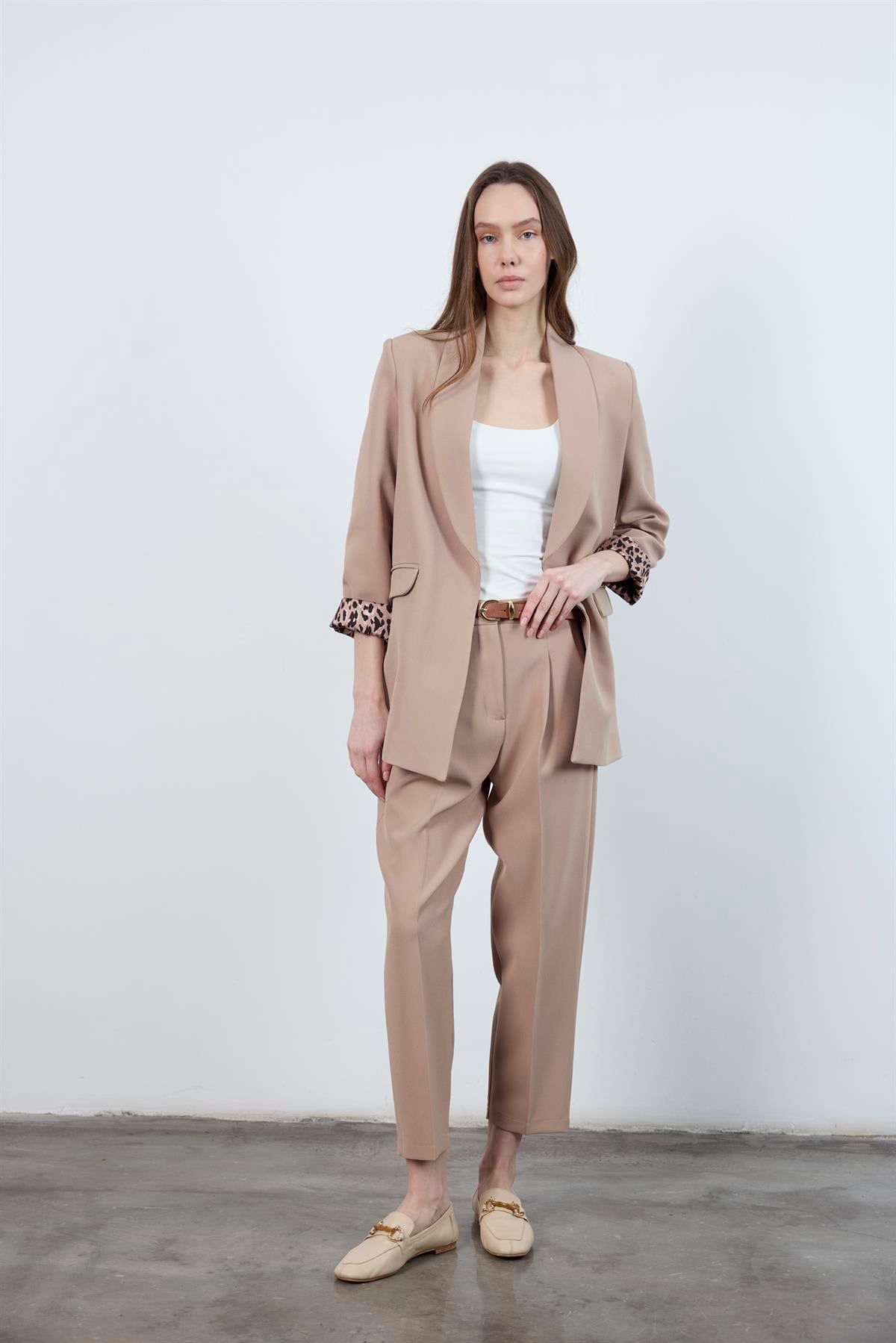 50938 KEMERLİ PANTOLON BEJ