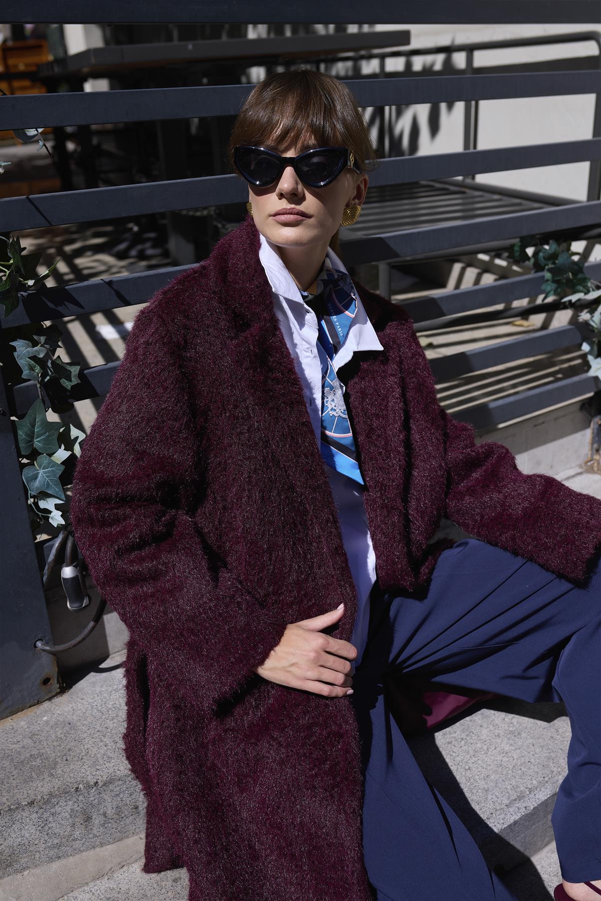 9603 OVERSIZE KÜRK BORDO