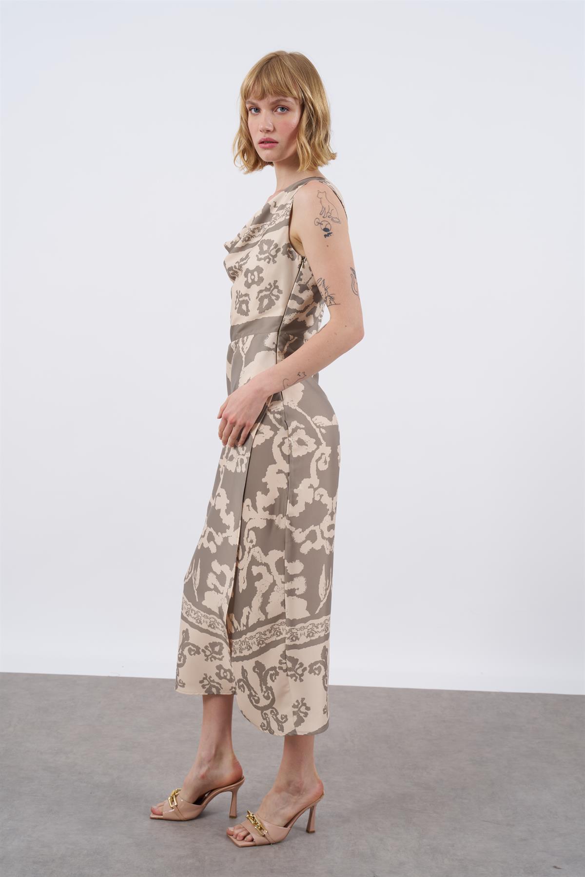 3157 DEGAJE ASKILI ELBİSE HAKİ