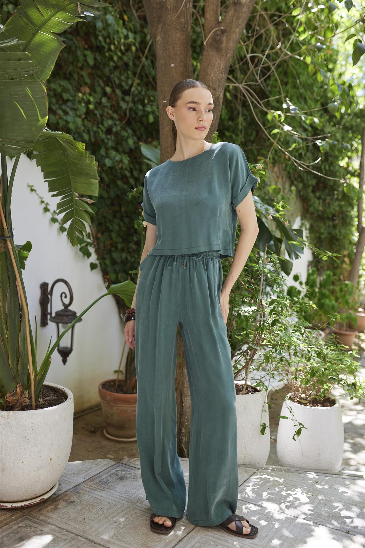 51163 BLUZ PANTOLON TAKIM ZÜMRÜT