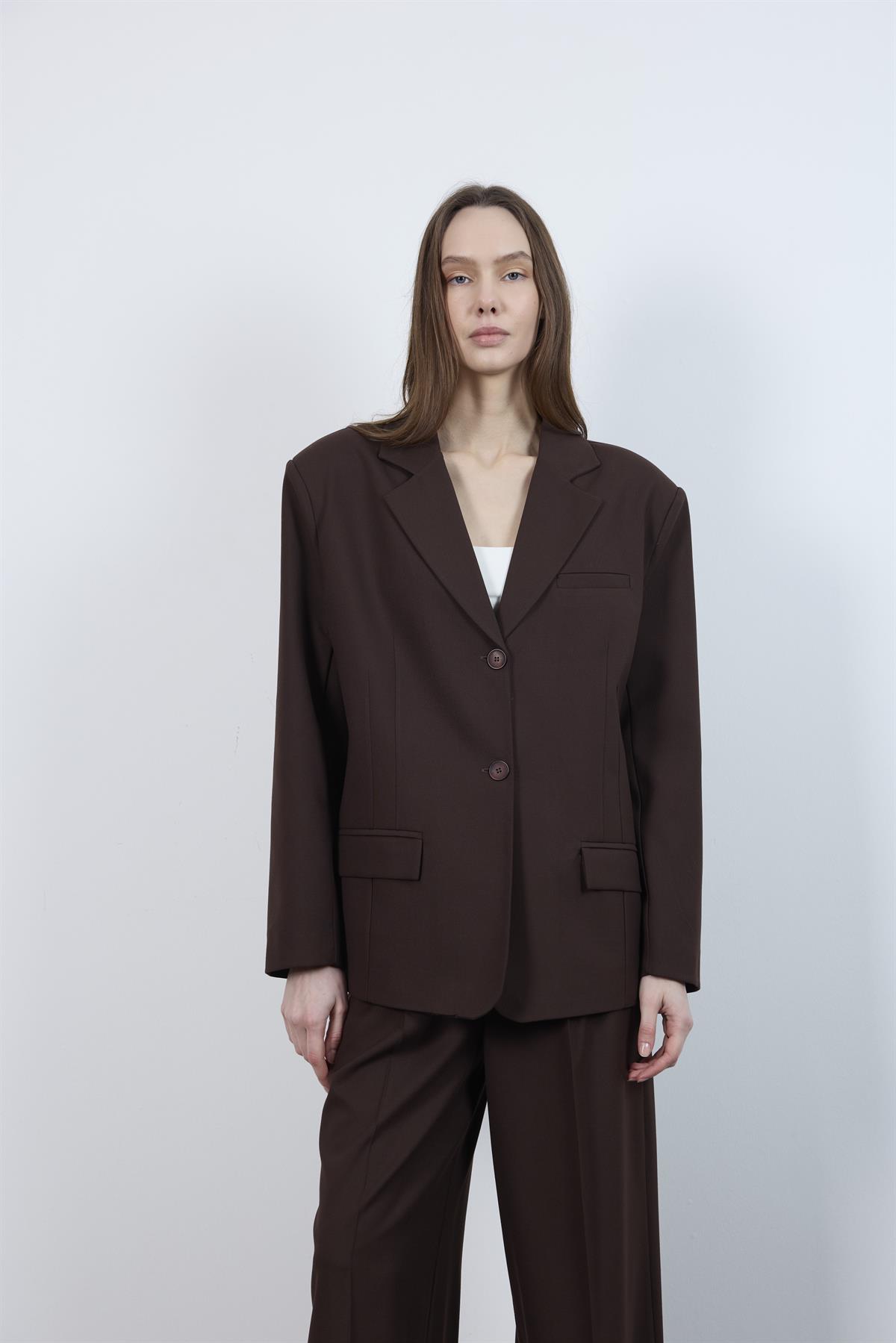 9281 POLİVİSKON CEKET KOYU KAHVE