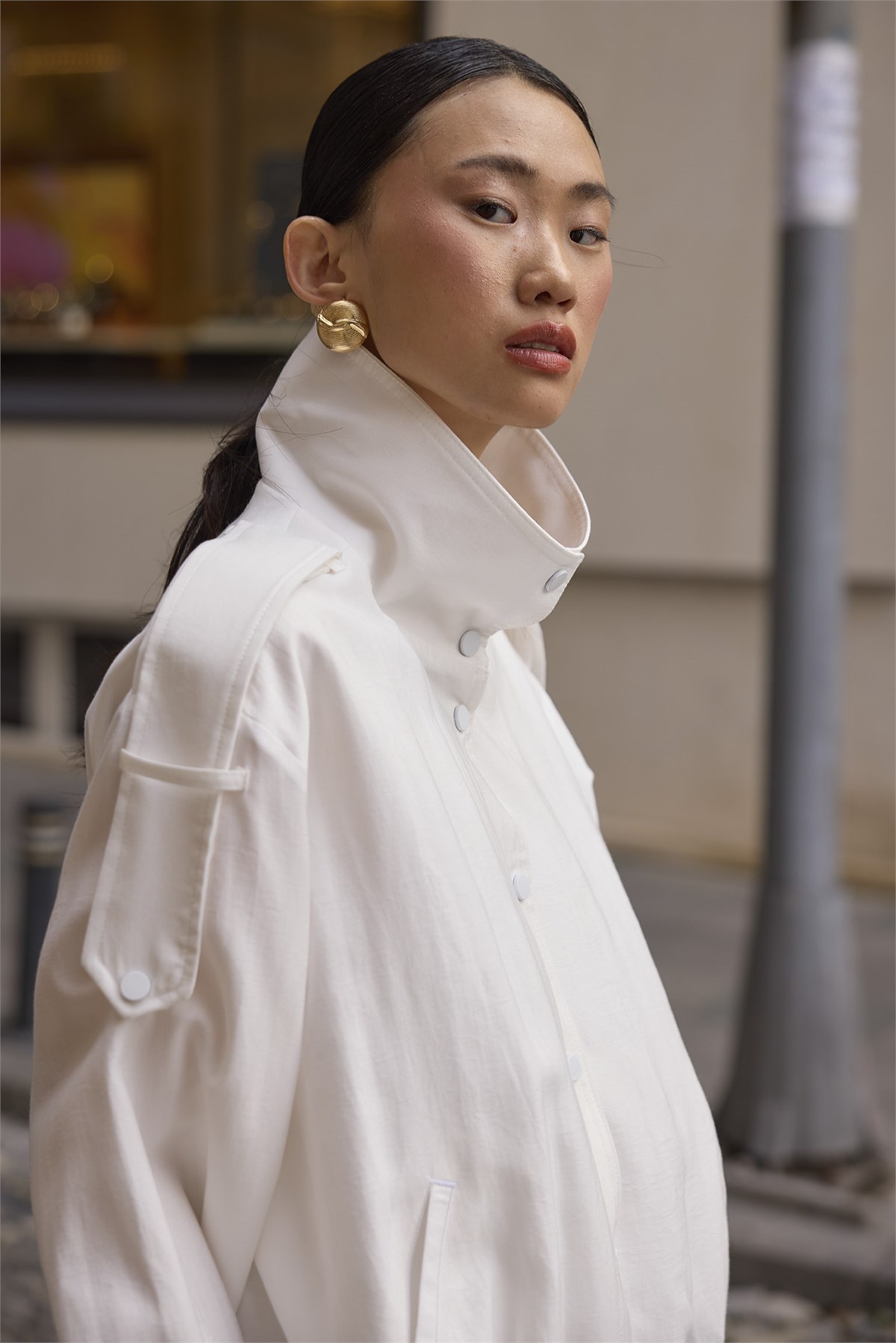 9768 DİK YAKALI CEKET BEYAZ