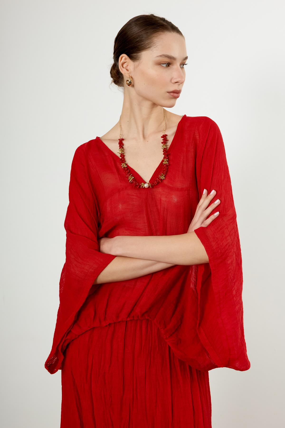 51134 BLUZ ETEK TAKIM KIRMIZI