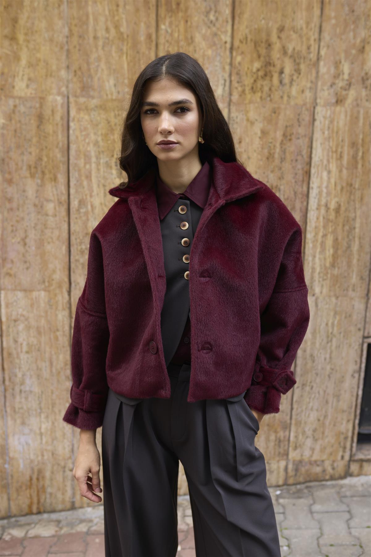 9654 PELUŞ CEKET BORDO