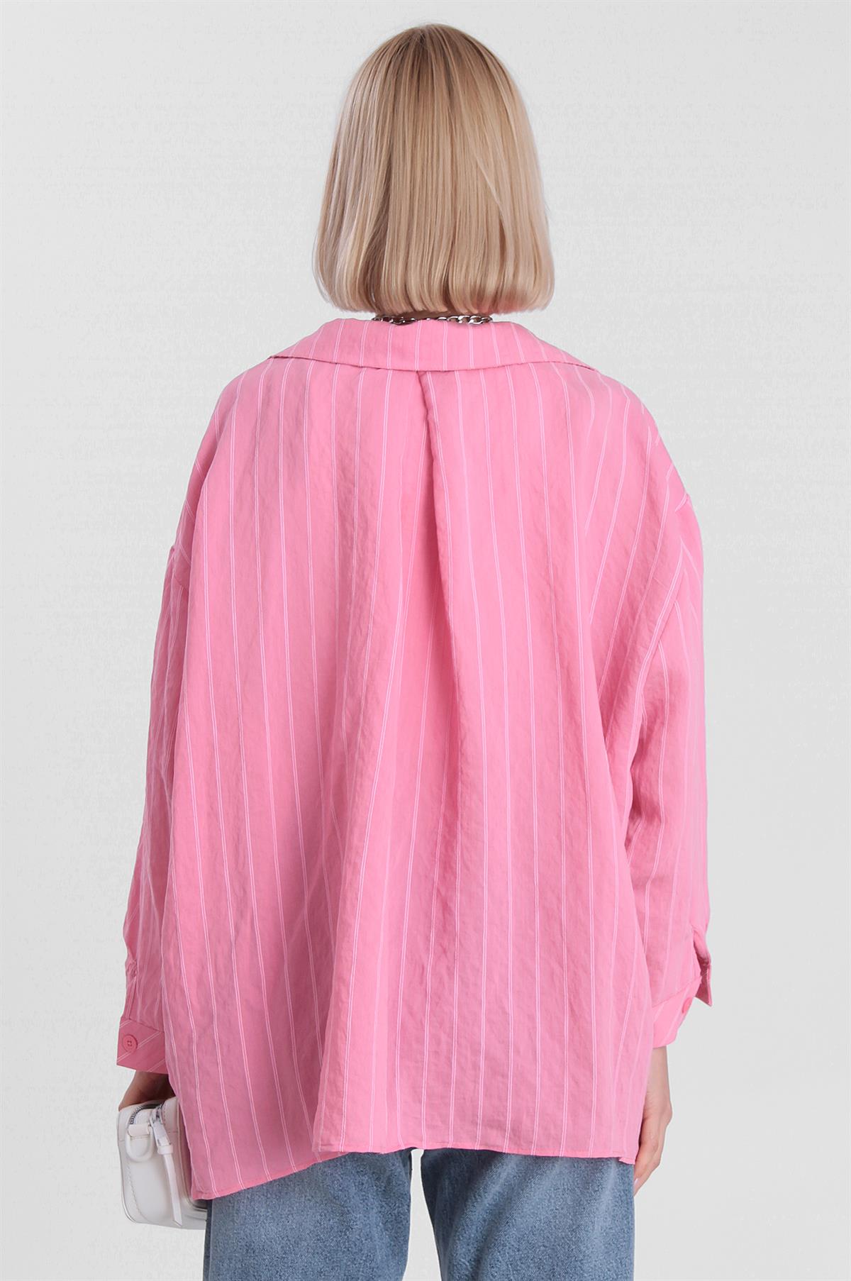 4758 OVERSIZE GÖMLEK(4612) PEMBE