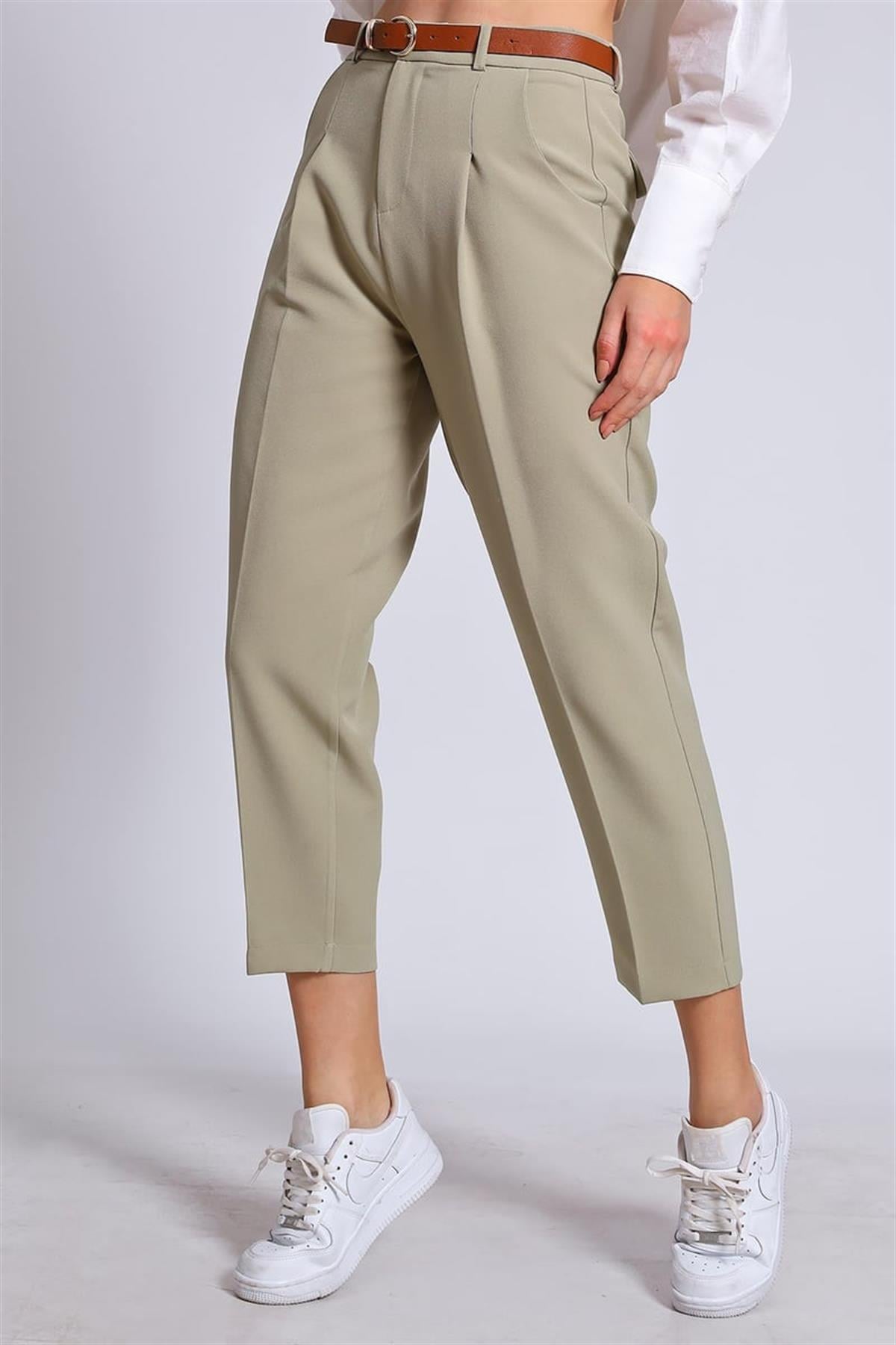 50938 KEMERLİ PANTOLON AÇIK HAKİ