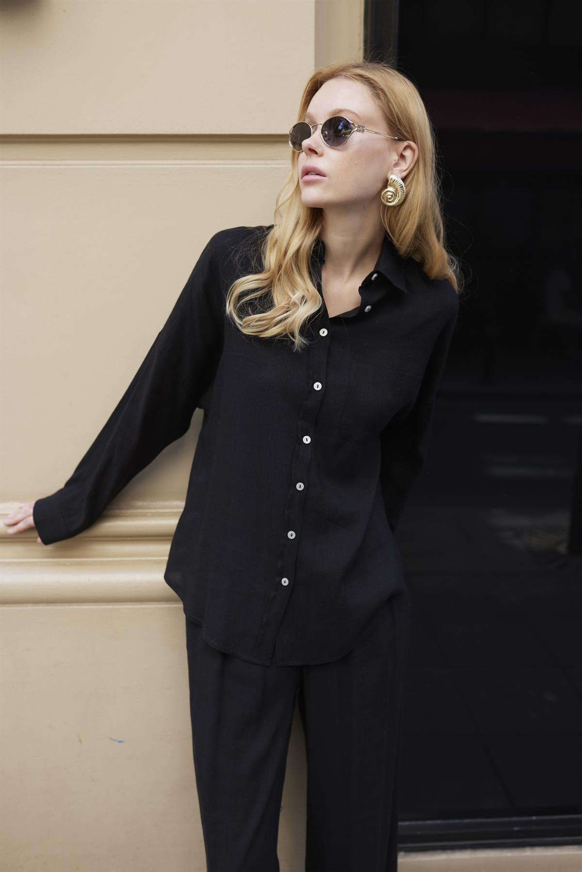 51125 GÖMLEK PANTOLON TAKIM SİYAH