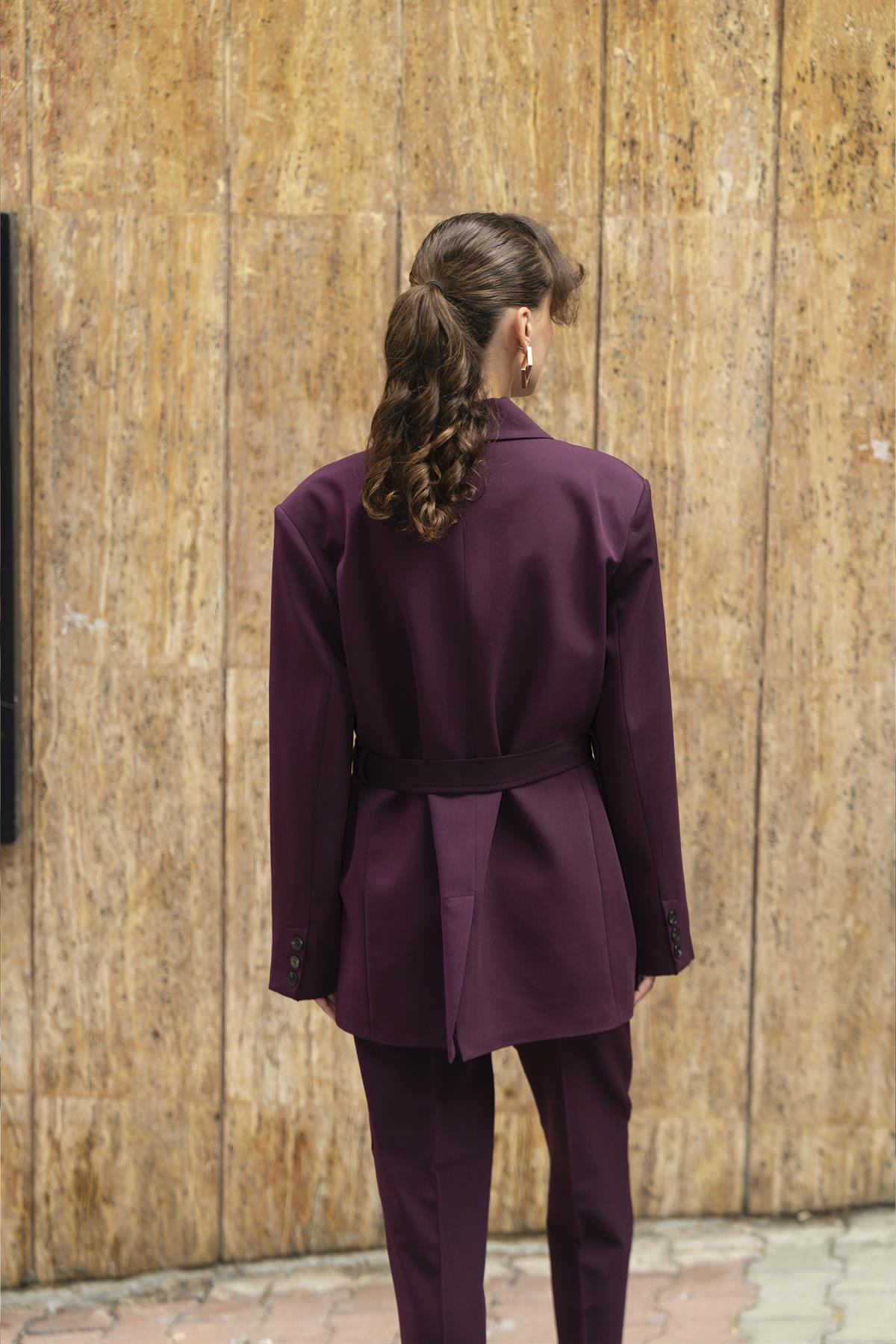 9597 CEKET KEMERLİ PANTOLON TAKIM MÜRDÜM