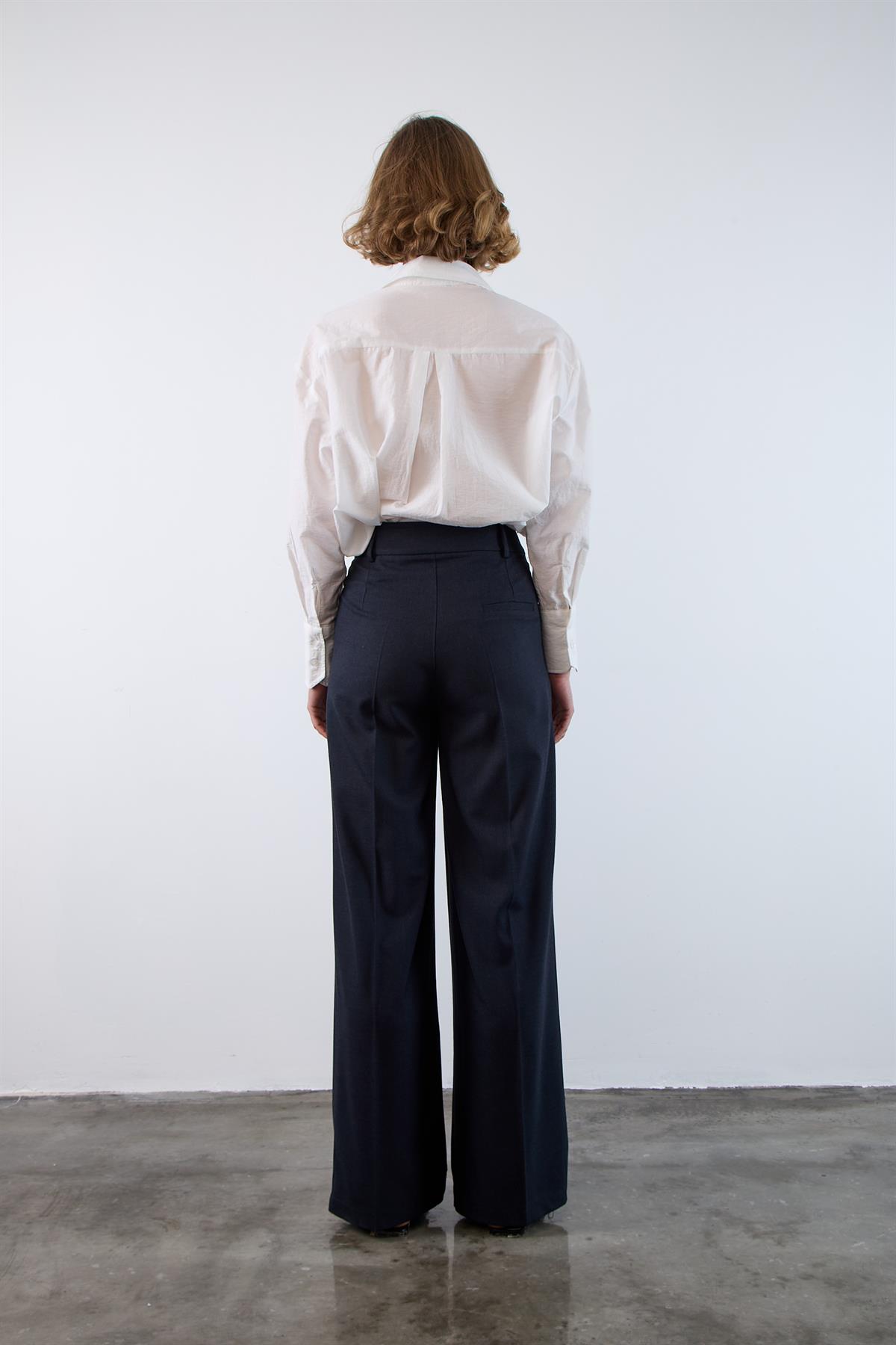 51093 PİLİLİ PALAZZO PANTOLON LACİVERT