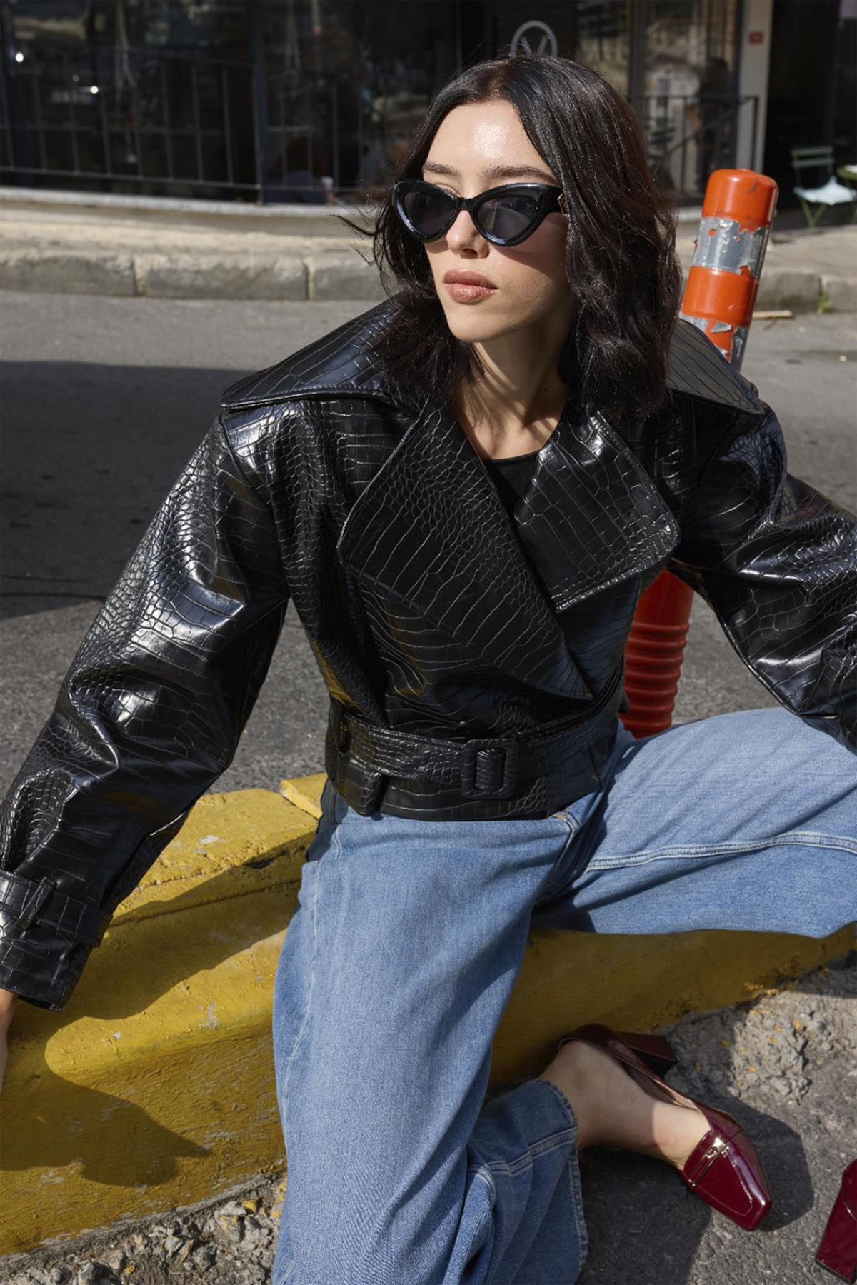 9632 DERİ CEKET SİYAH