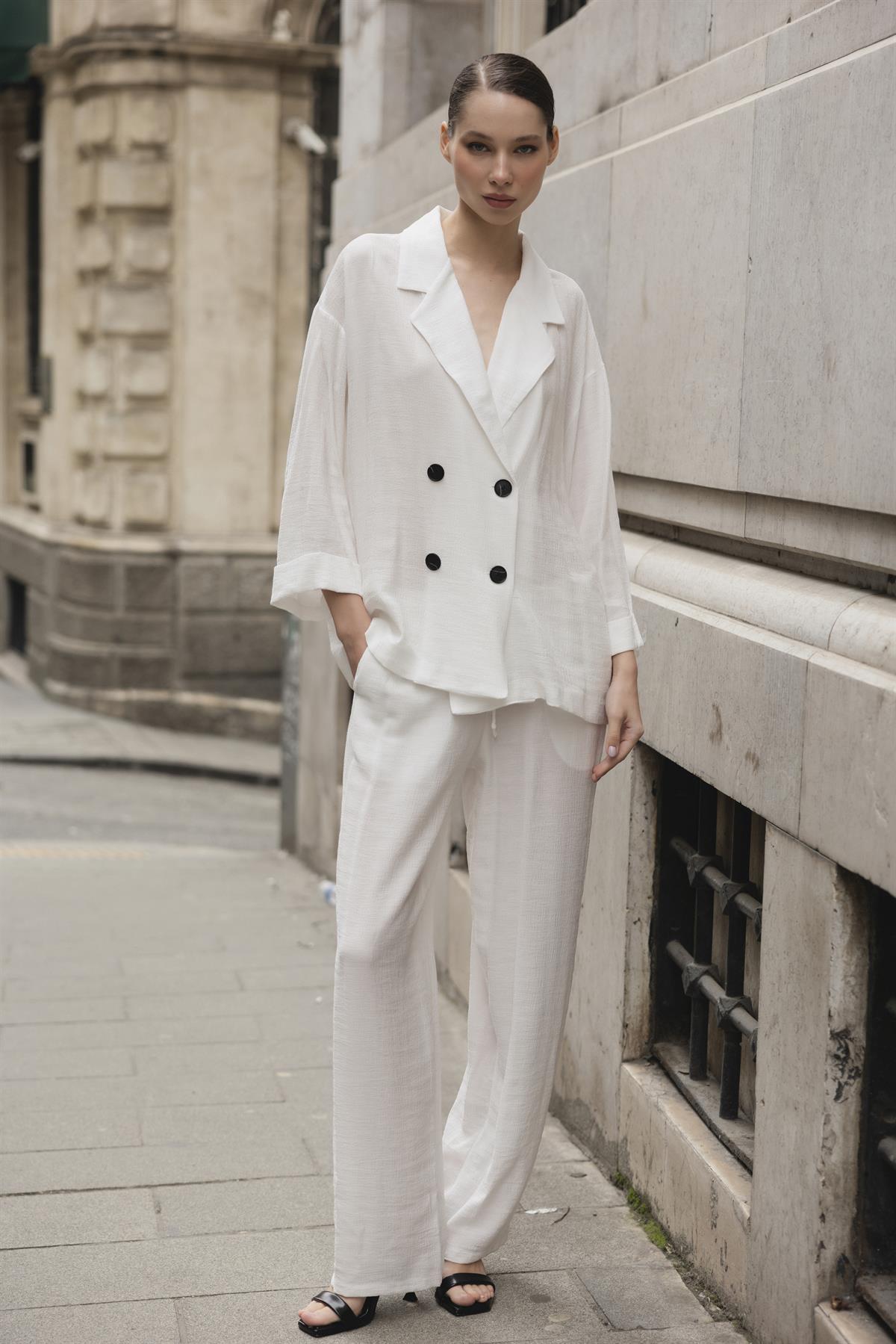 51107 CEKET PANTOLON TAKIM BEYAZ