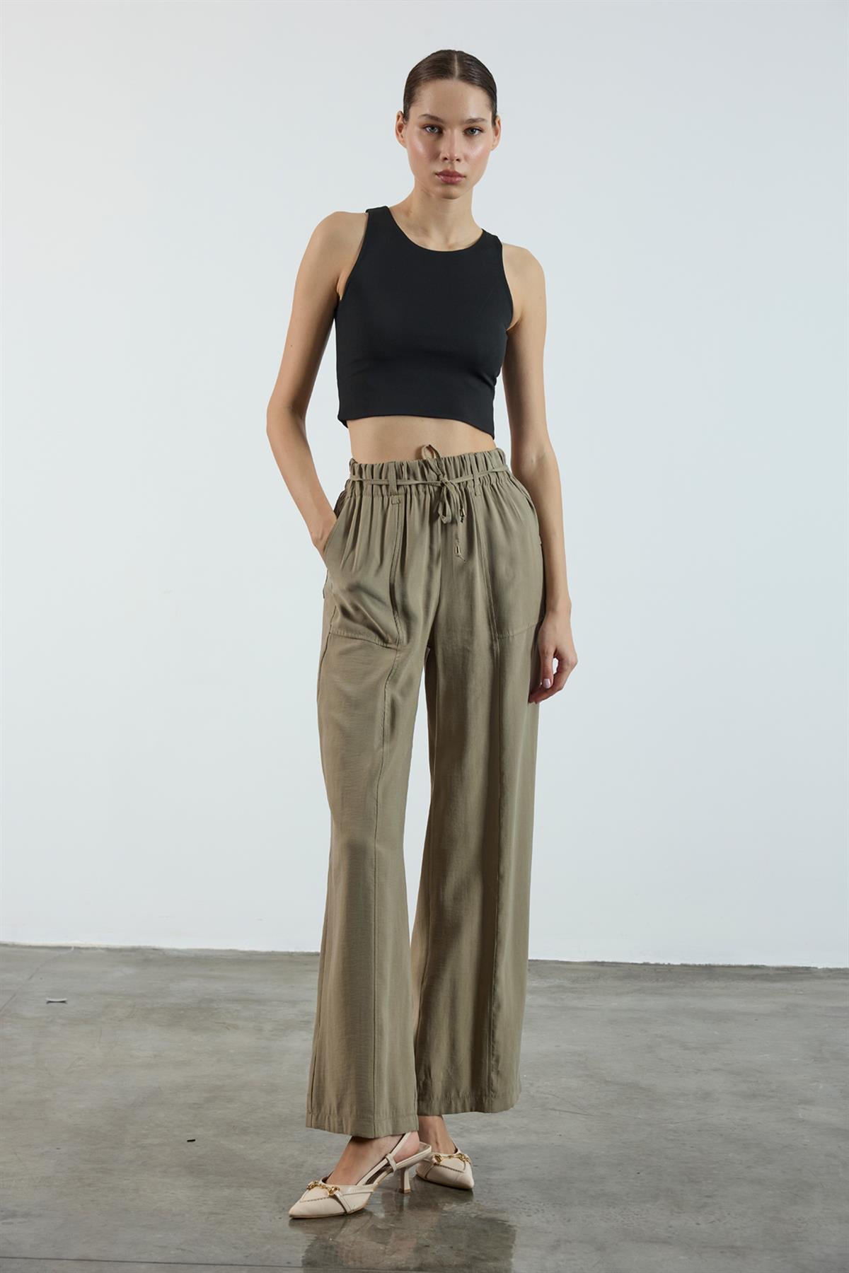 51120 BELİ LASTİKLİ PANTOLON HAKİ