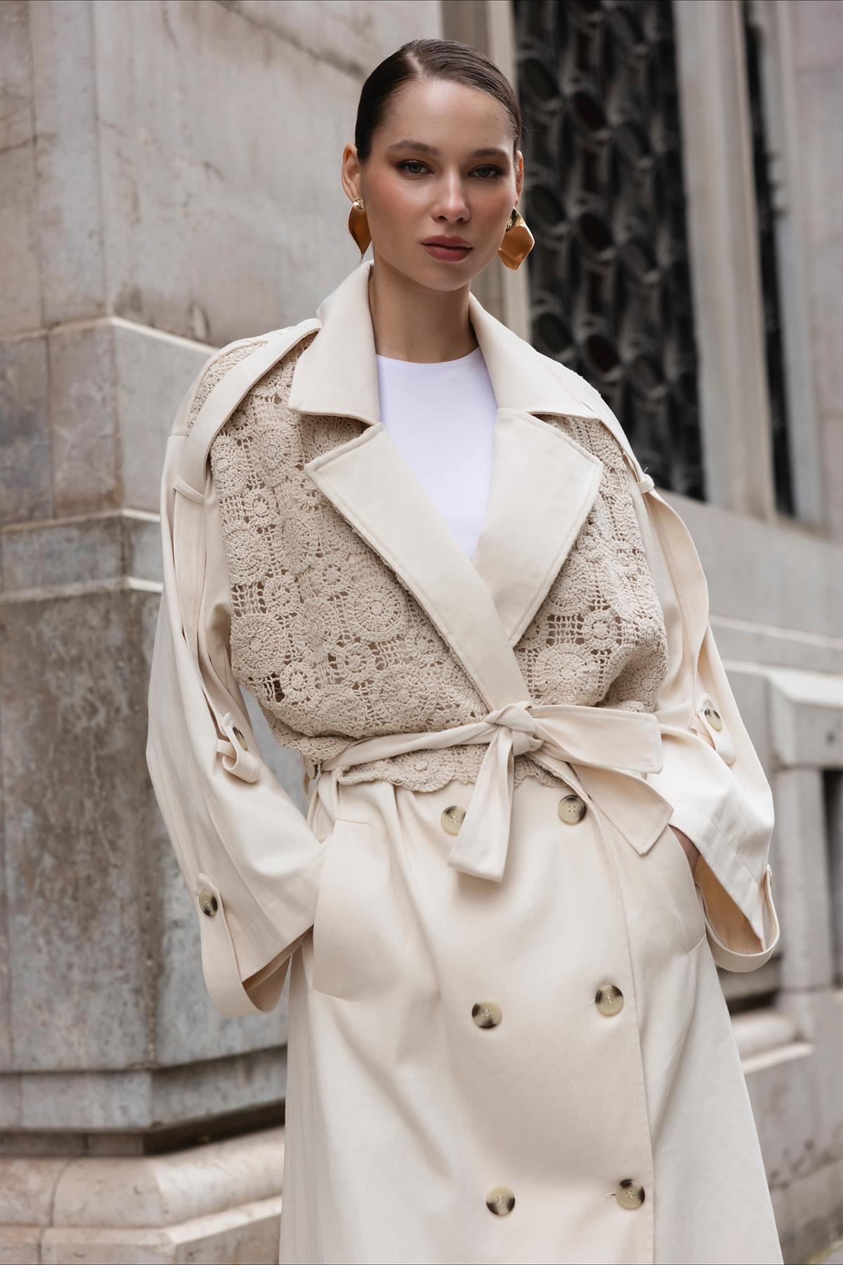 9537 GABARDİN TRENÇ TAŞ