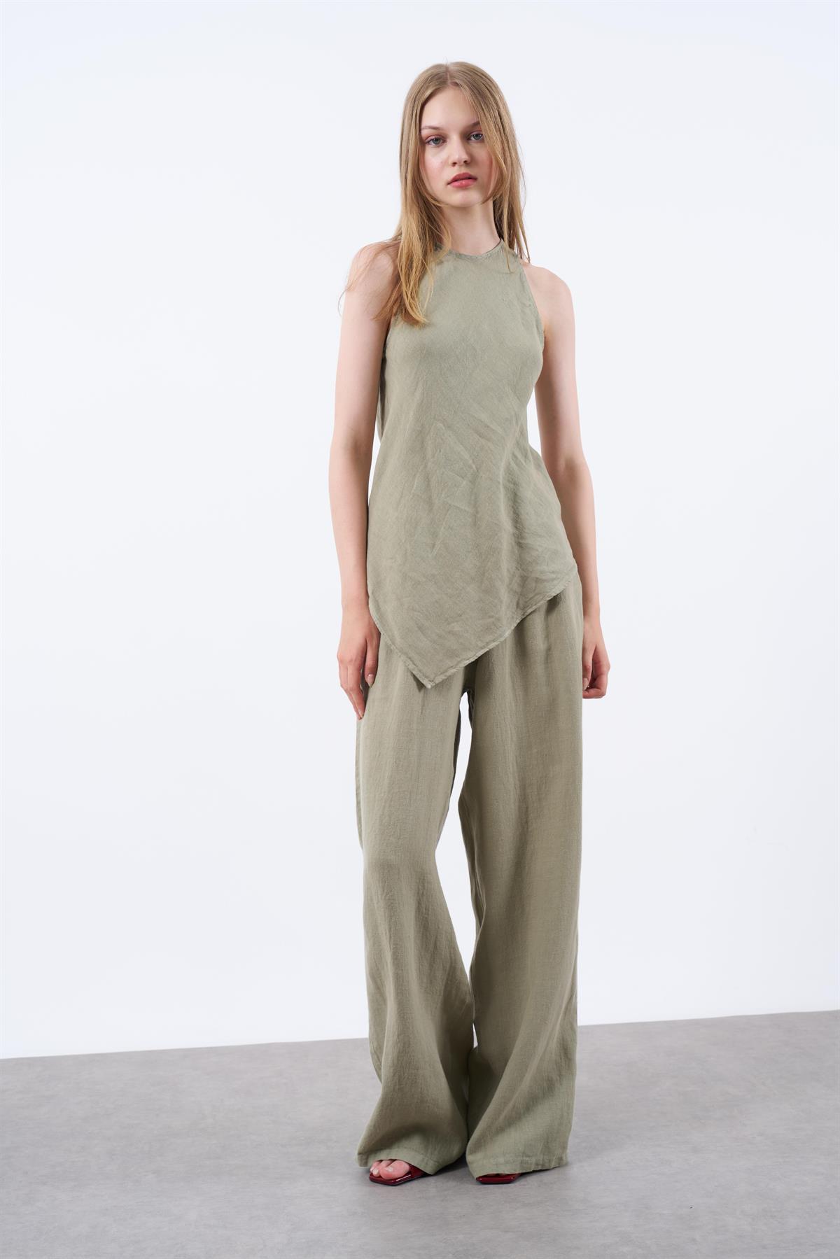 51012 SIFIR KOLLU BLUZLU TAKIM HAKİ