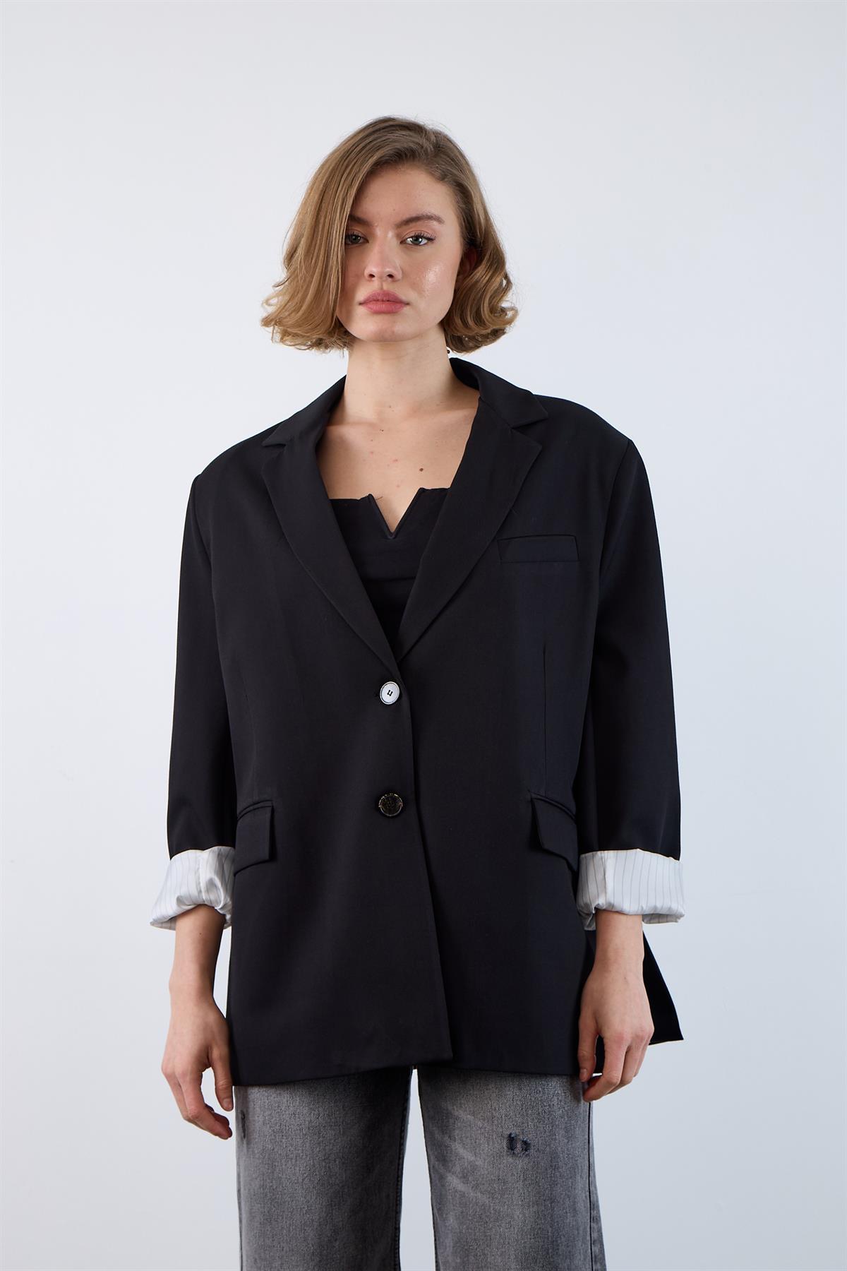 9484 POLİVİSKON CEKET SİYAH