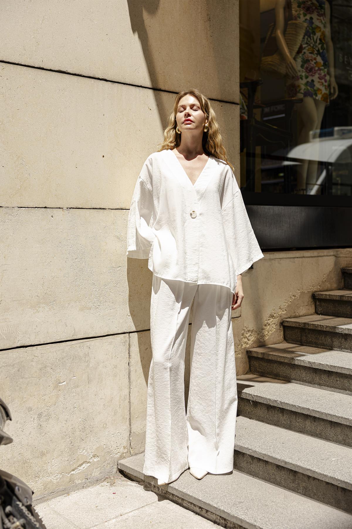 51173 BLUZ PANTOLON TAKIM BEYAZ