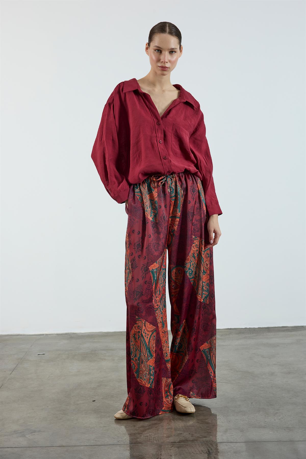 51139 EMPİRME SATEN PANTOLON MÜRDÜM