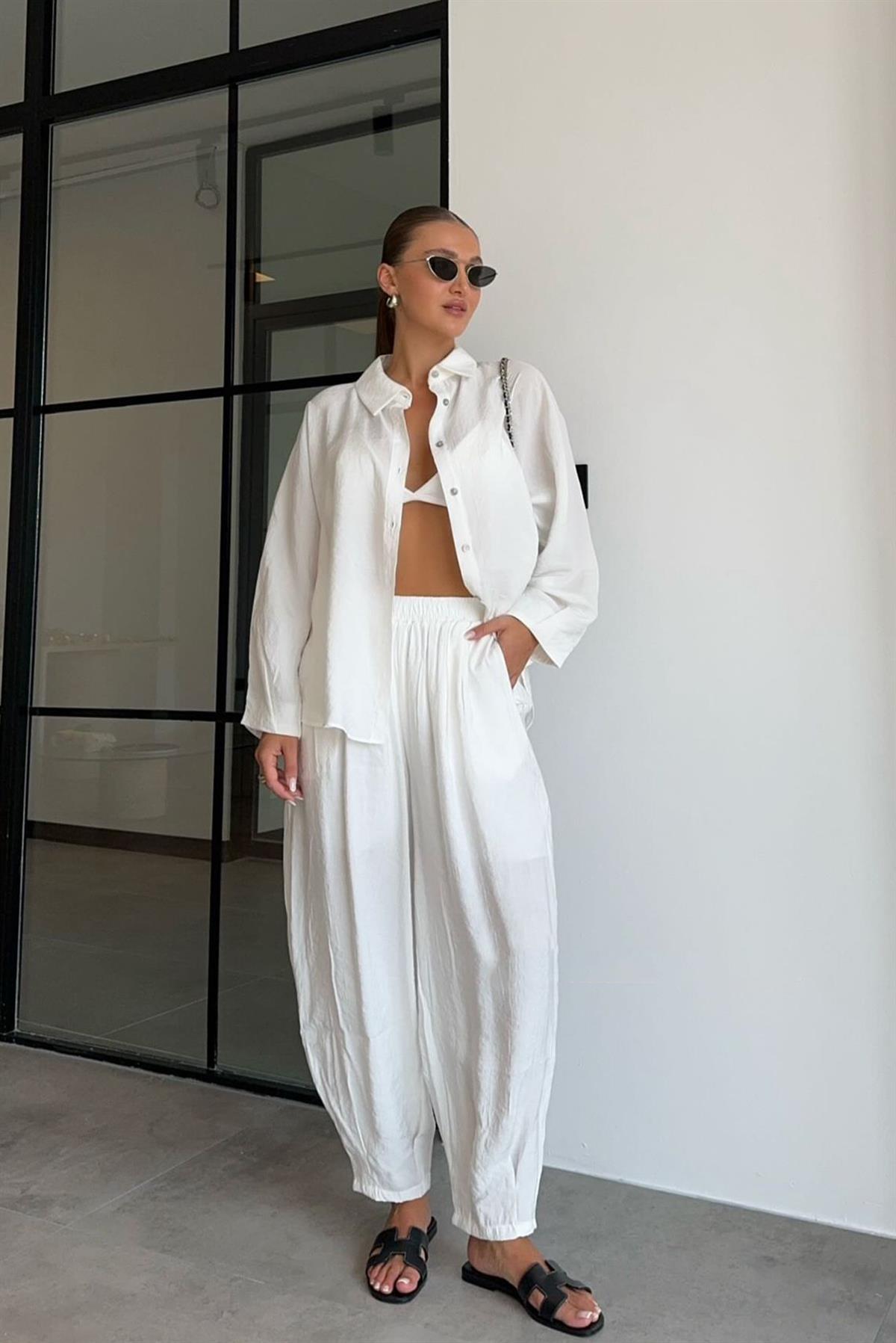 50957 GÖMLEK PANTOLON TAKIM BEYAZ