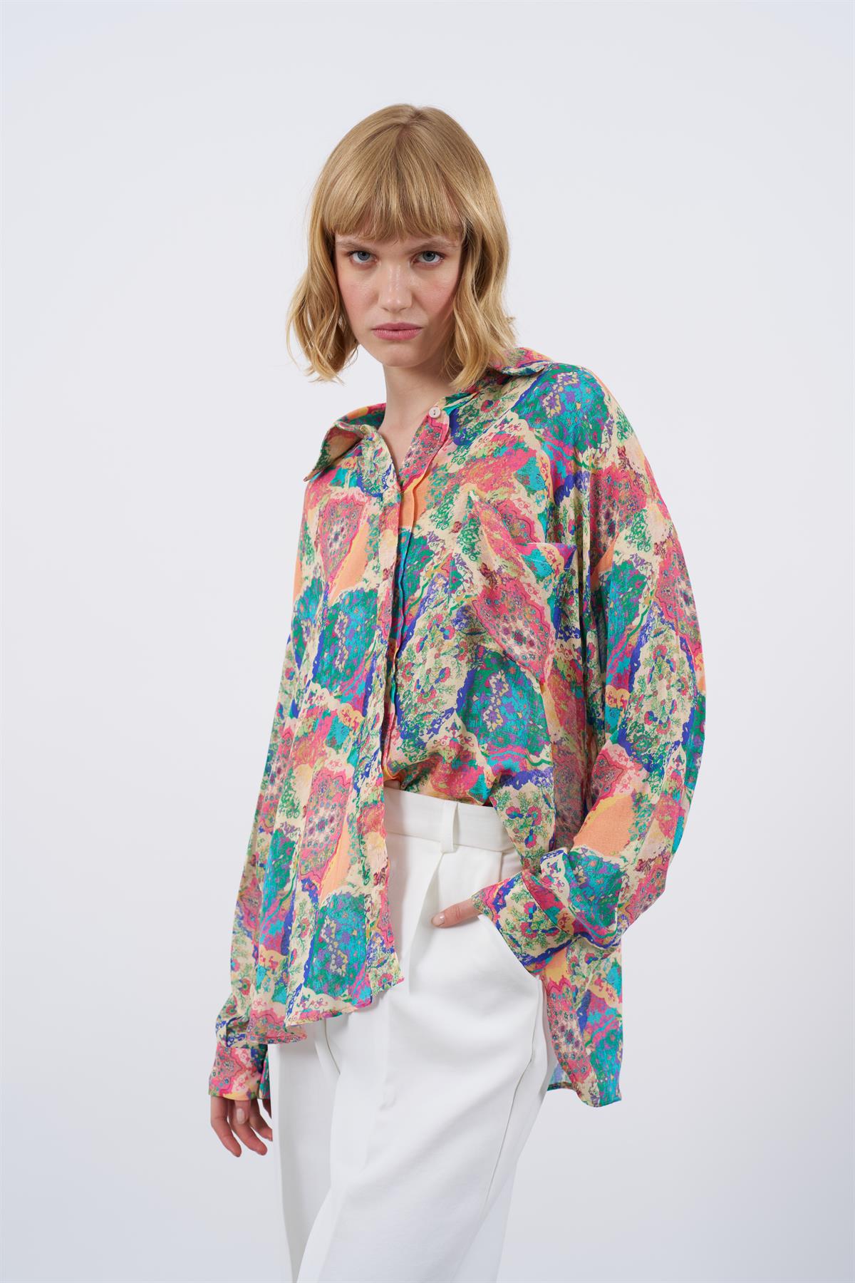 4928 EMPİRME GÖMLEK MULTICOLOR