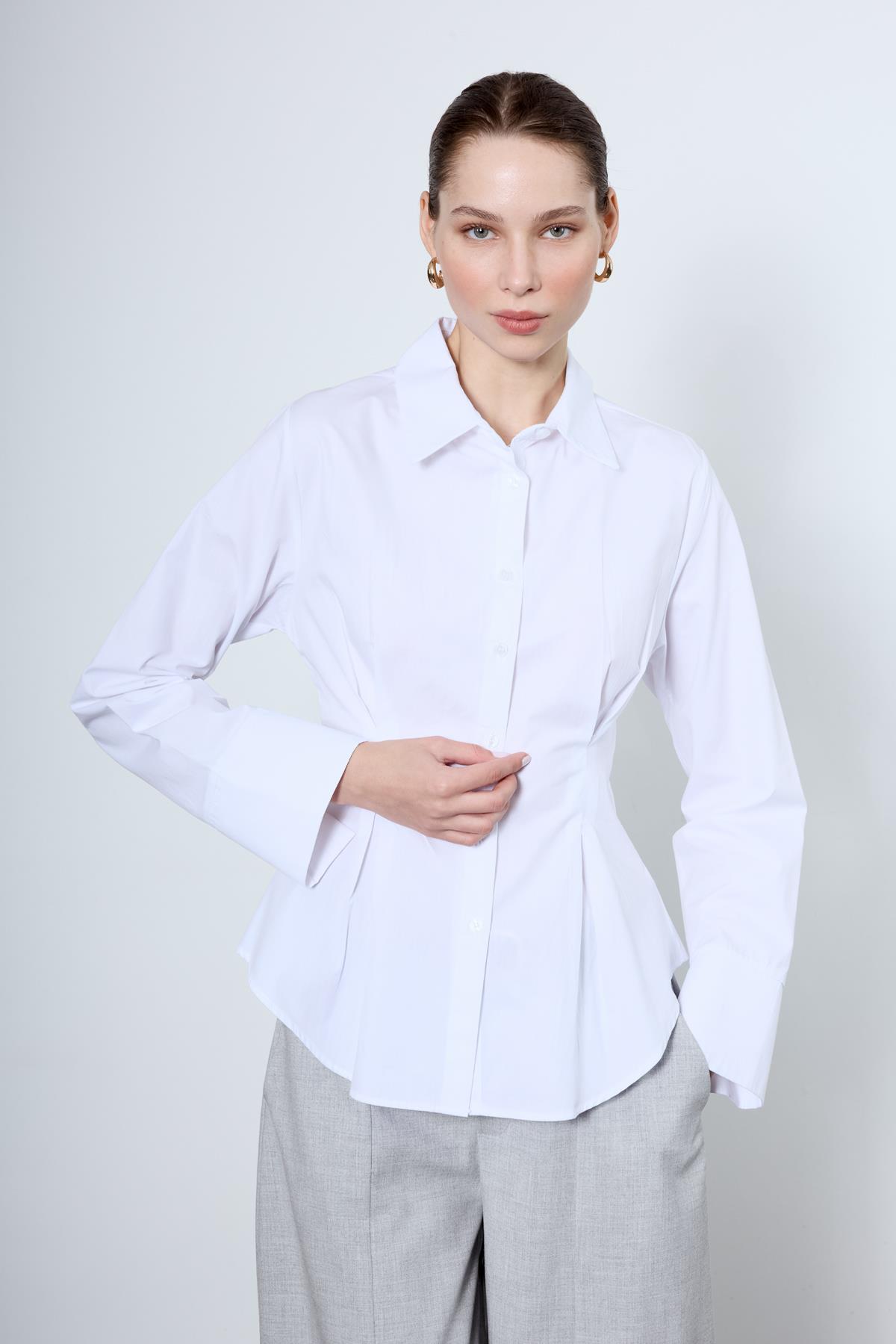 4965 PİLİLİ GÖMLEK BEYAZ