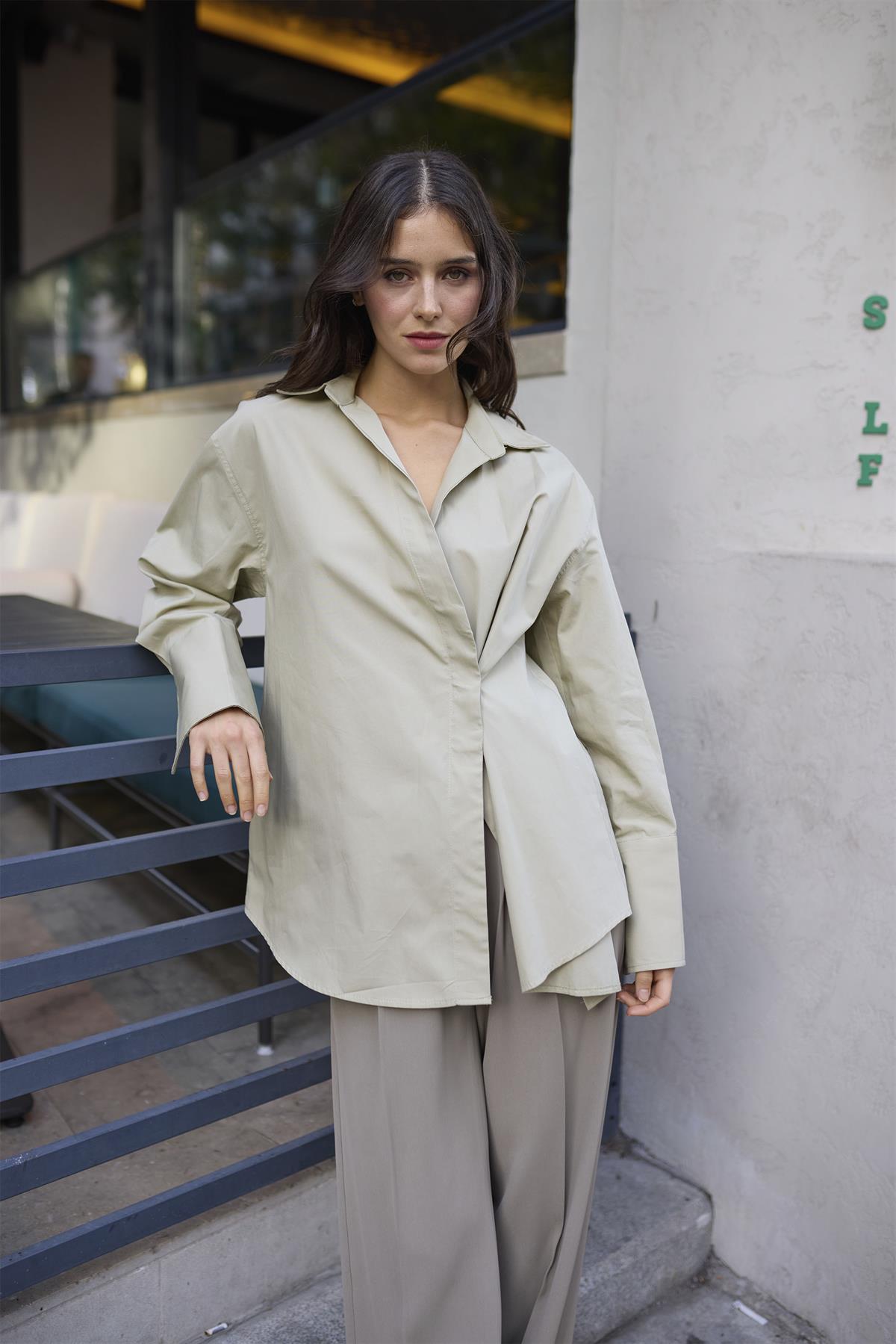 4987 POPLİN GÖMLEK AÇIK HAKİ