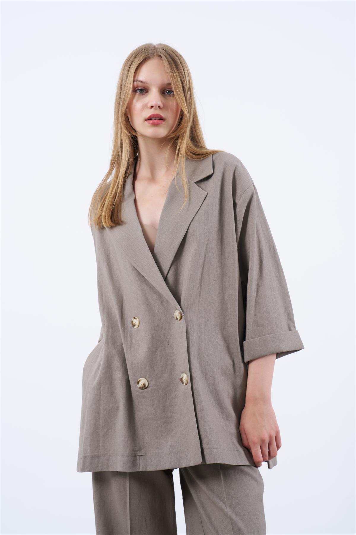 9450 KRUVAZE CEKET PANTOLON TAKIM VİZON