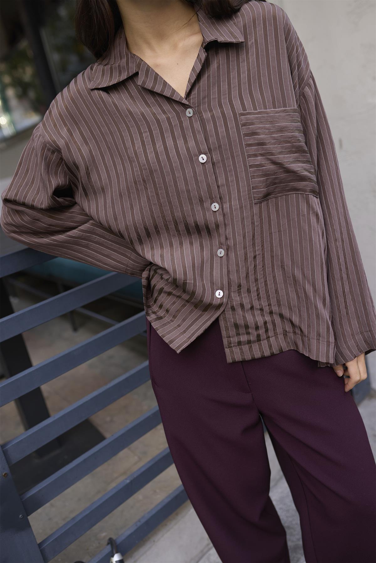 4998 OVERSIZE GÖMLEK KAHVE