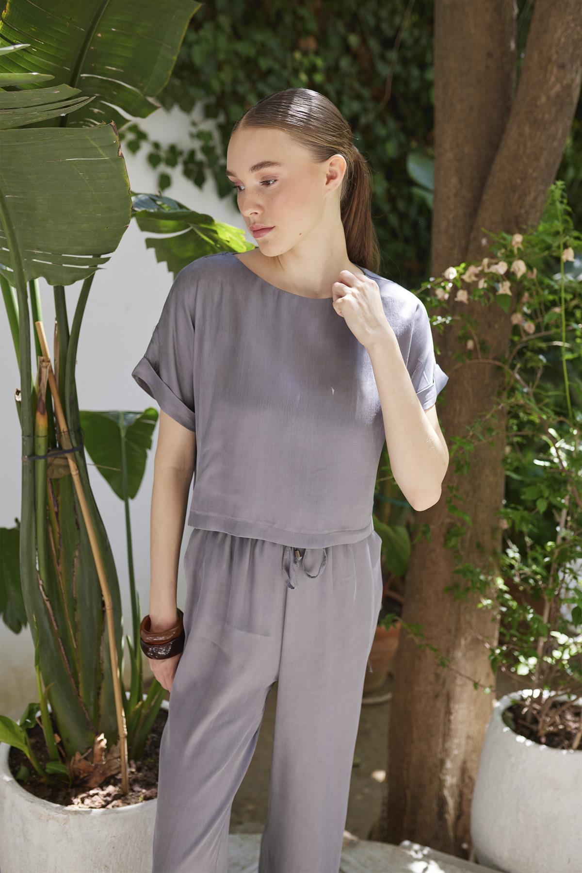 51163 BLUZ PANTOLON TAKIM GRİ