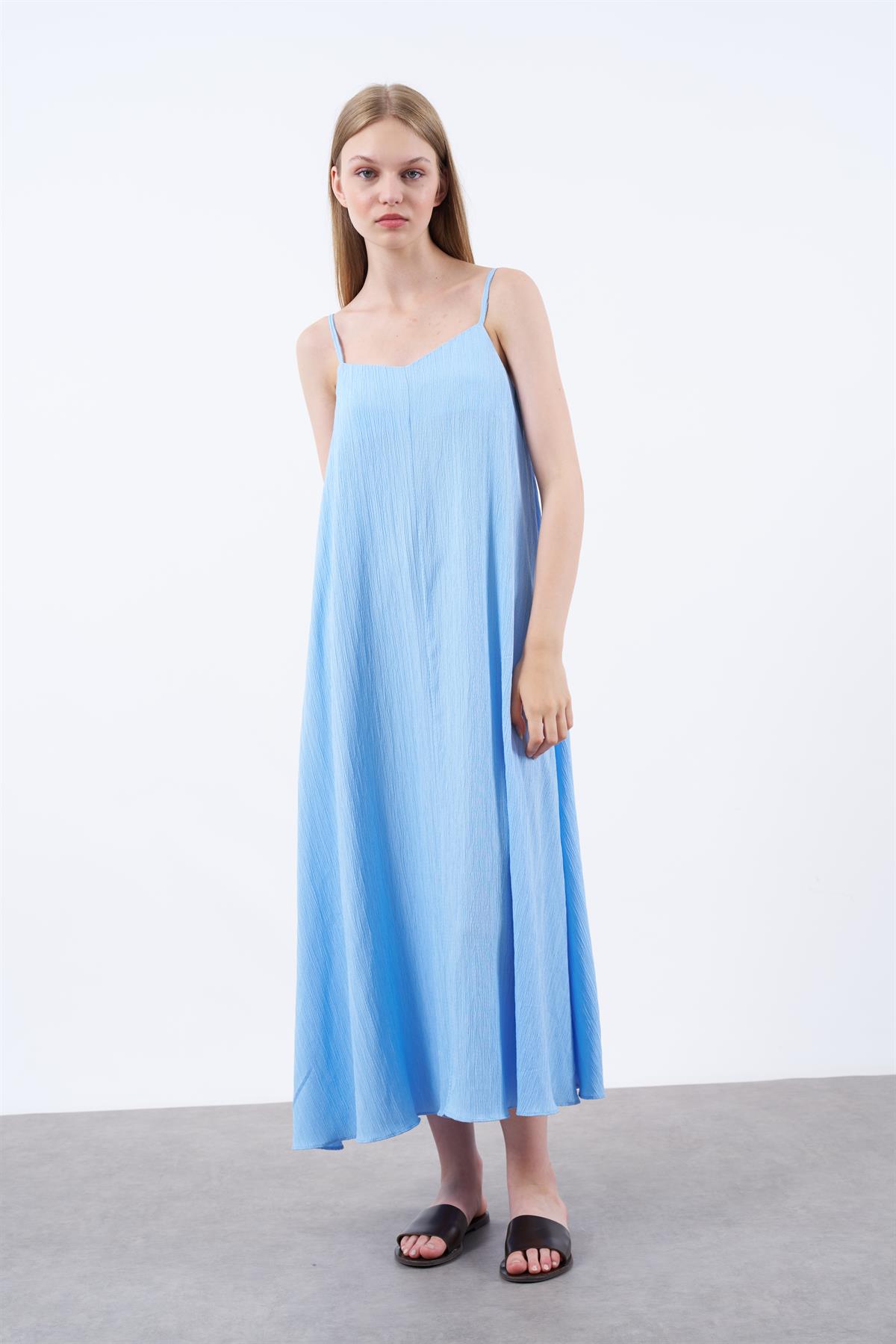 3124 ASKILI ELBİSE(2975) MAVİ