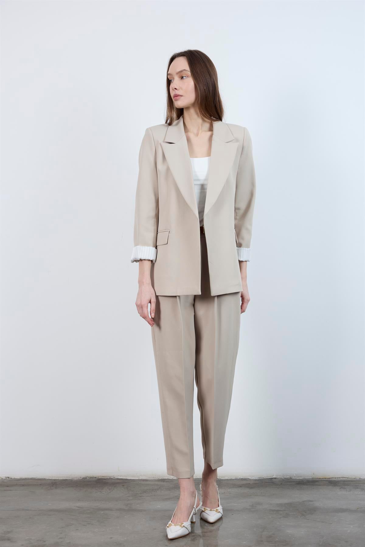 50938 KEMERLİ PANTOLON TAŞ