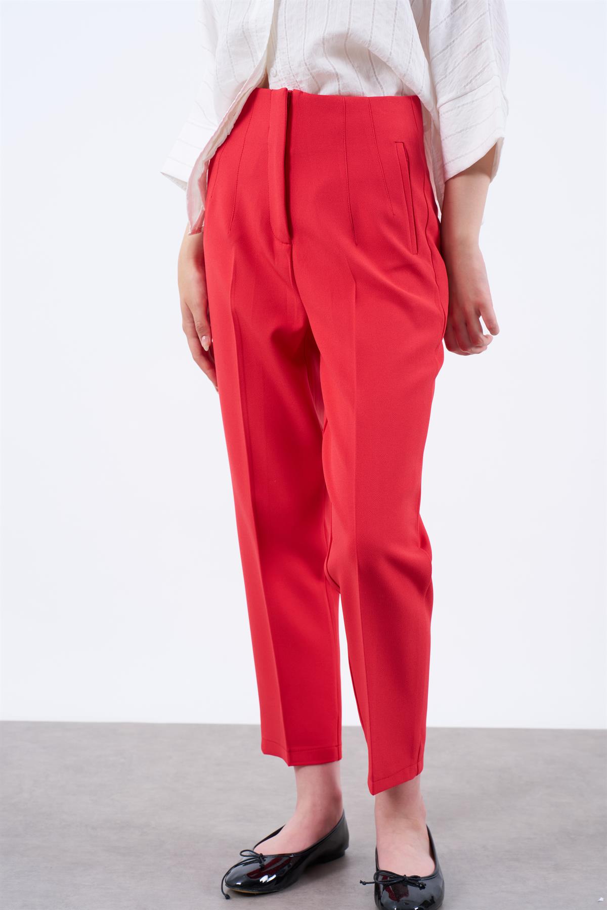 50109 PENSLİ HAVUÇ PANTOLON KIRMIZI