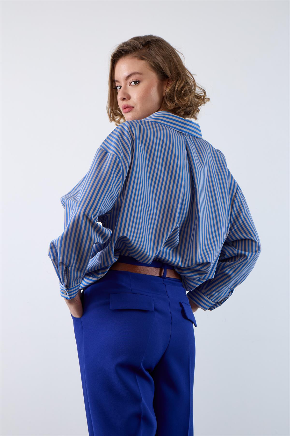 50938 KEMERLİ PANTOLON SAX