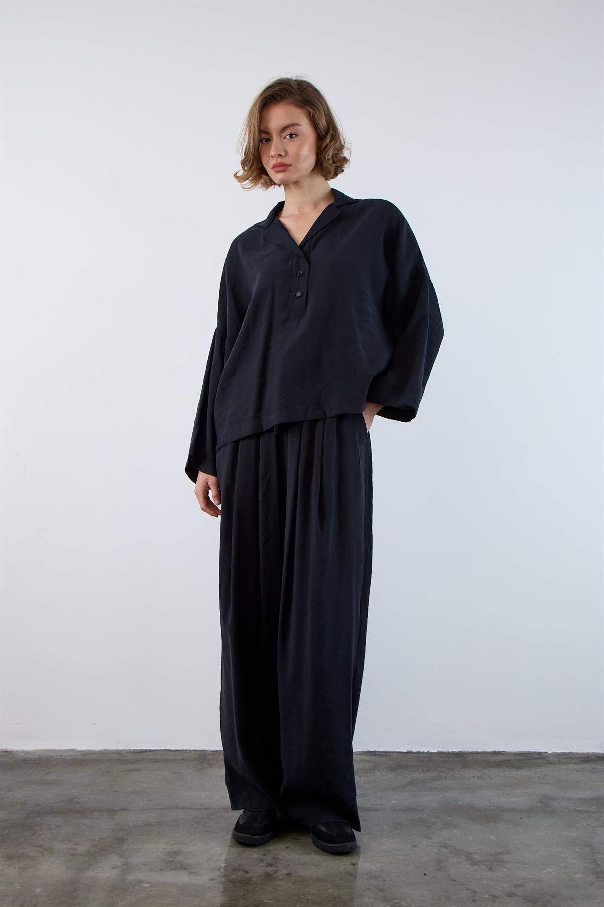 4953 POLO YAKA BLUZ SİYAH