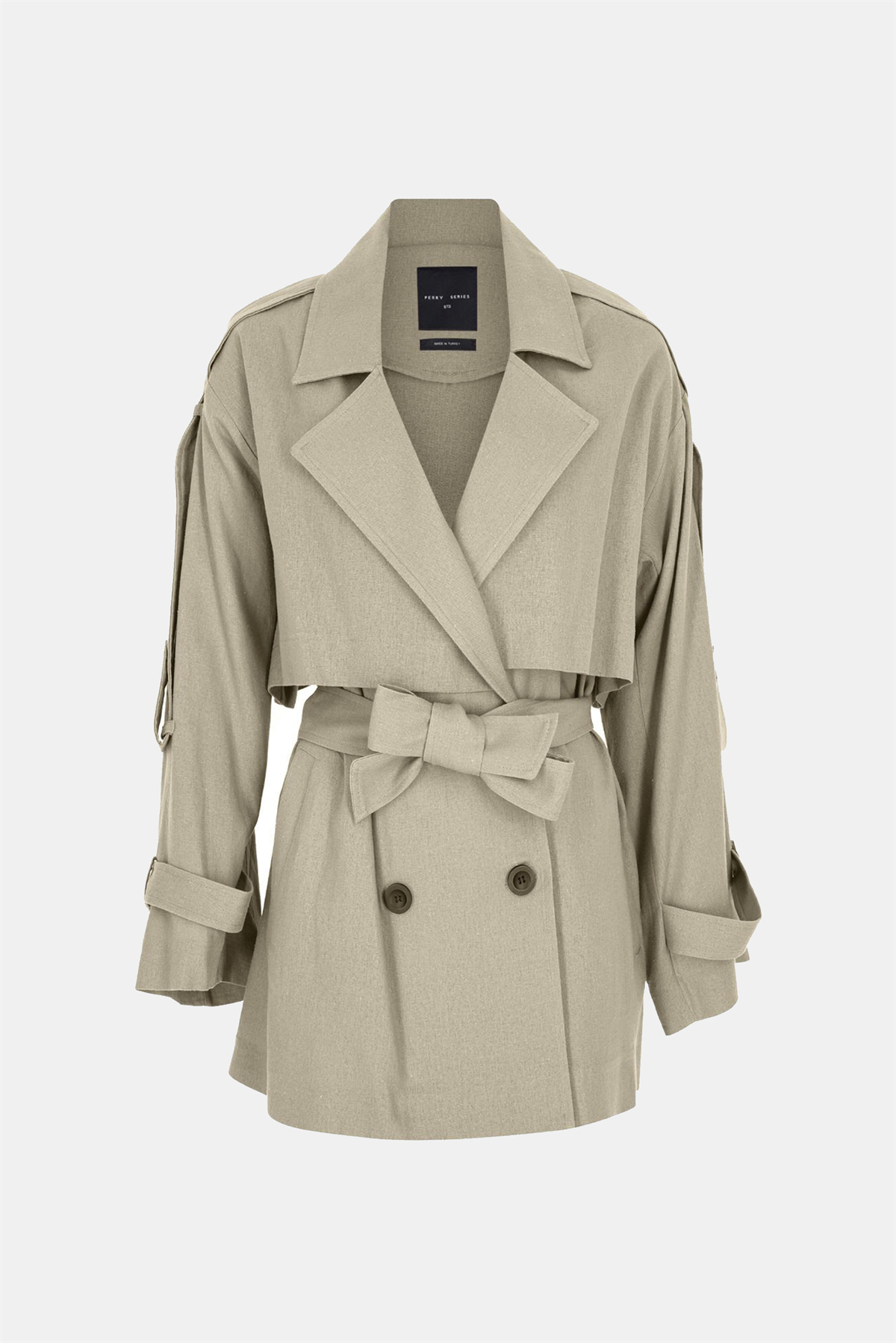 9673 ASTARSIZ APOLETLİ TRENÇ TAŞ