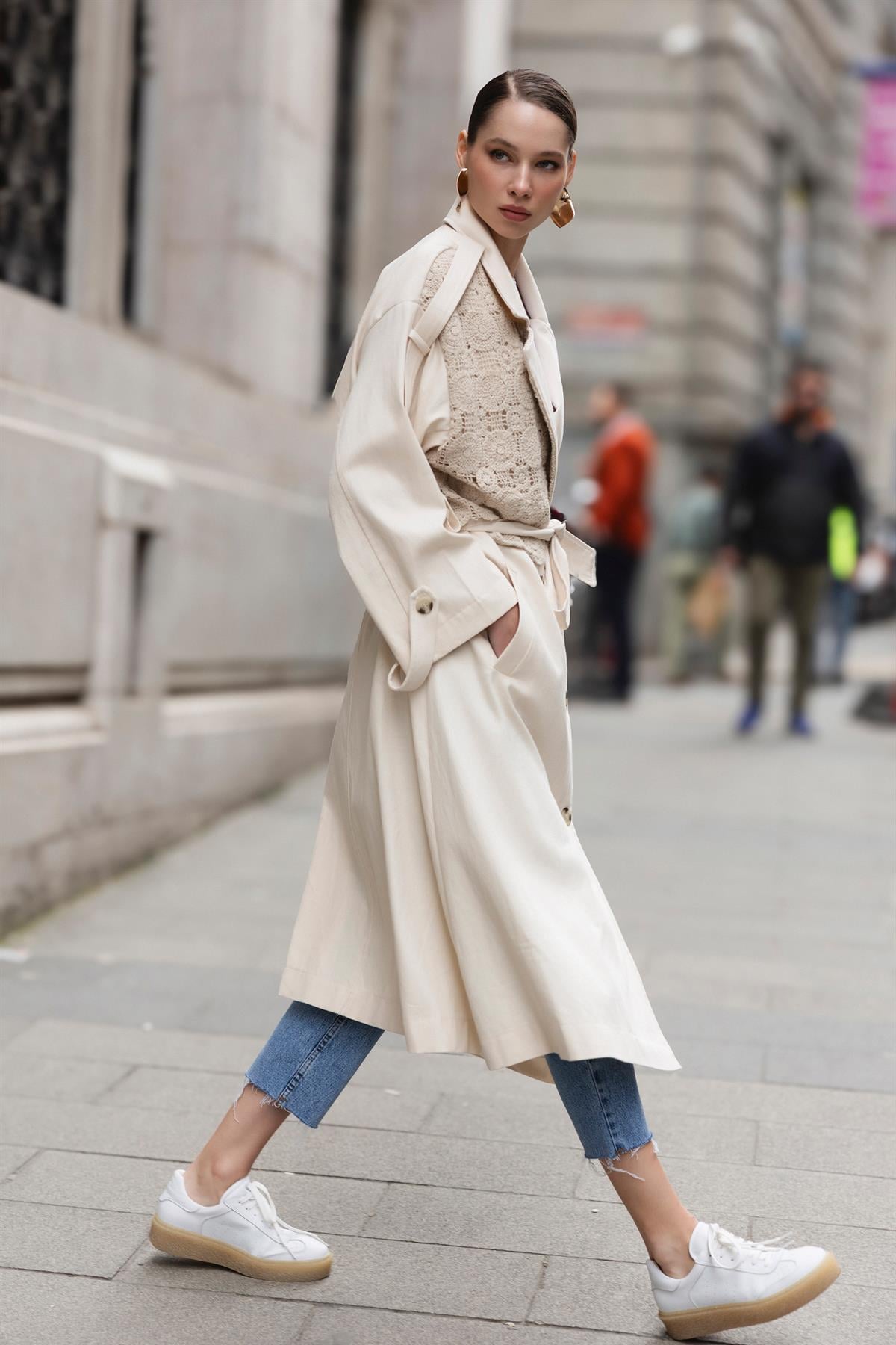 9537 GABARDİN TRENÇ TAŞ