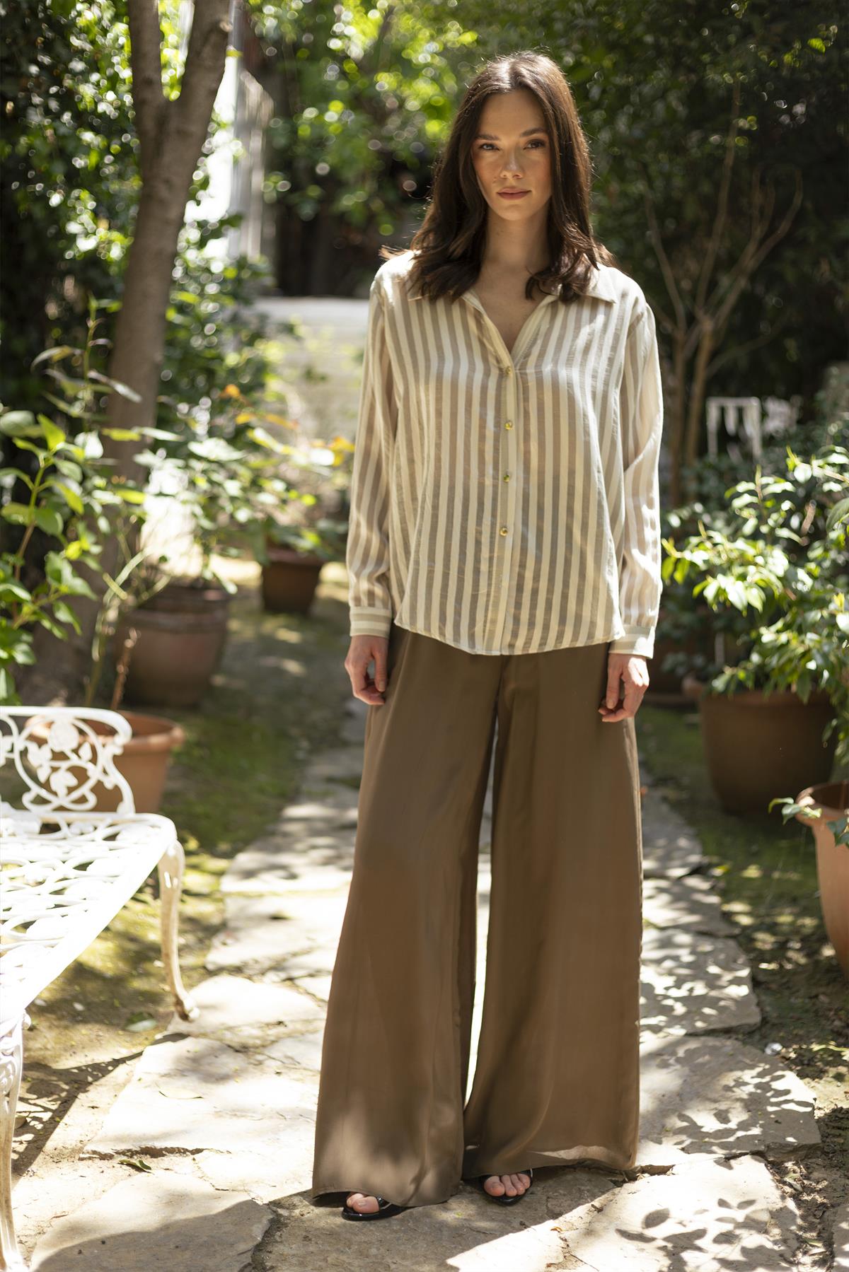 4966 ÇİZGİLİ GÖMLEK HAKİ